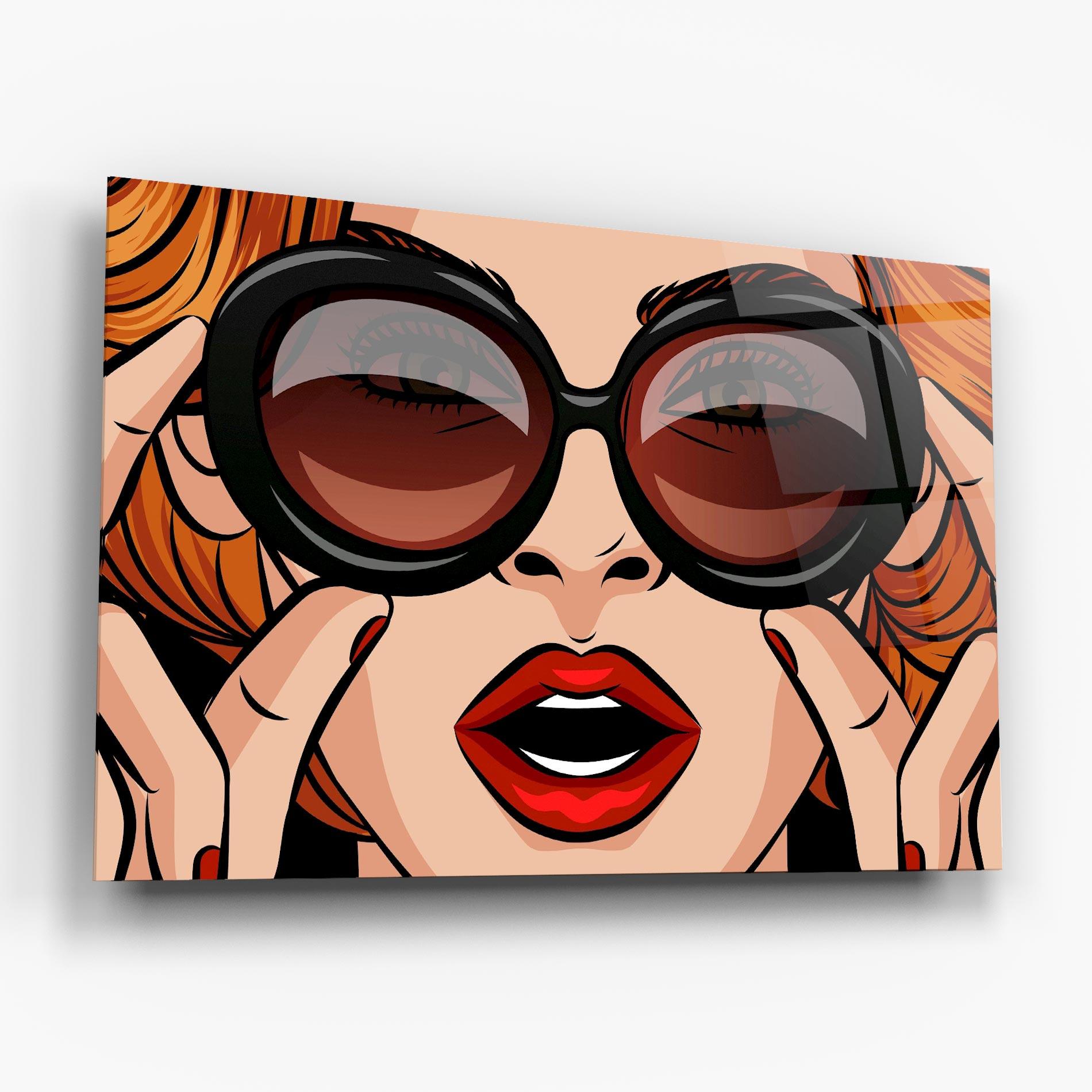 Tablou Sticla Pop Glasses Woman mockup 6