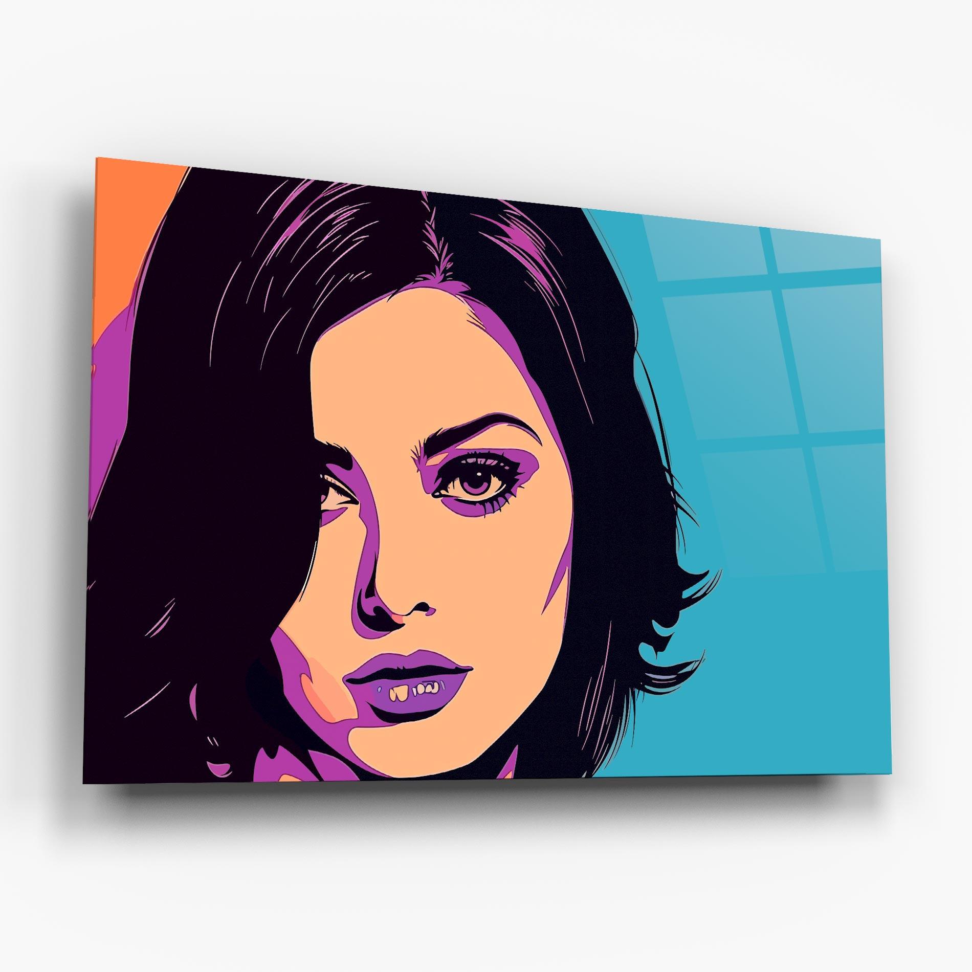Tablou Sticla Pop Purple Woman mockup 6
