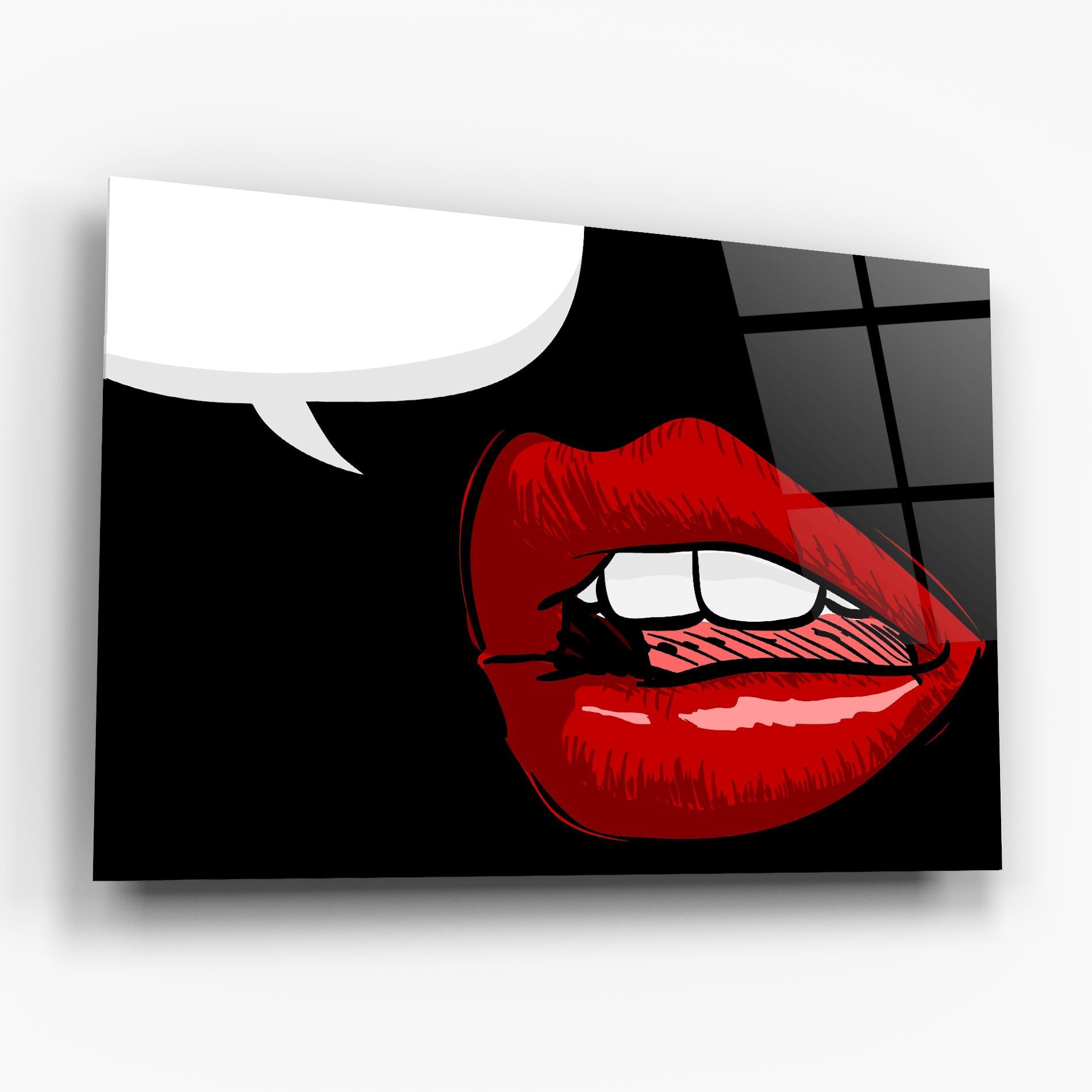 Tablou Sticla Pop Red Lips mockup 6