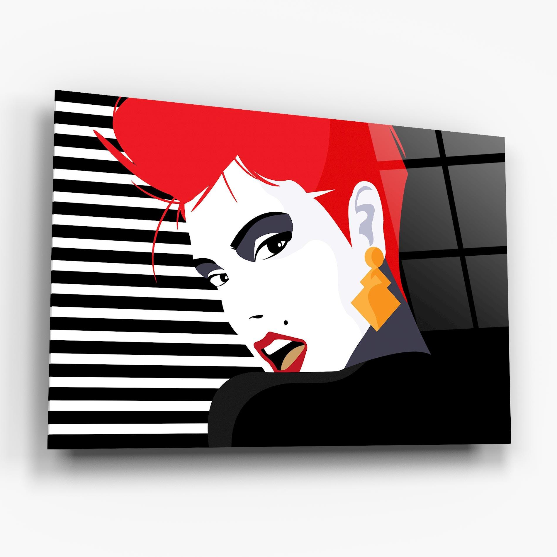 Tablou Sticla Red Pop Hair mockup 6