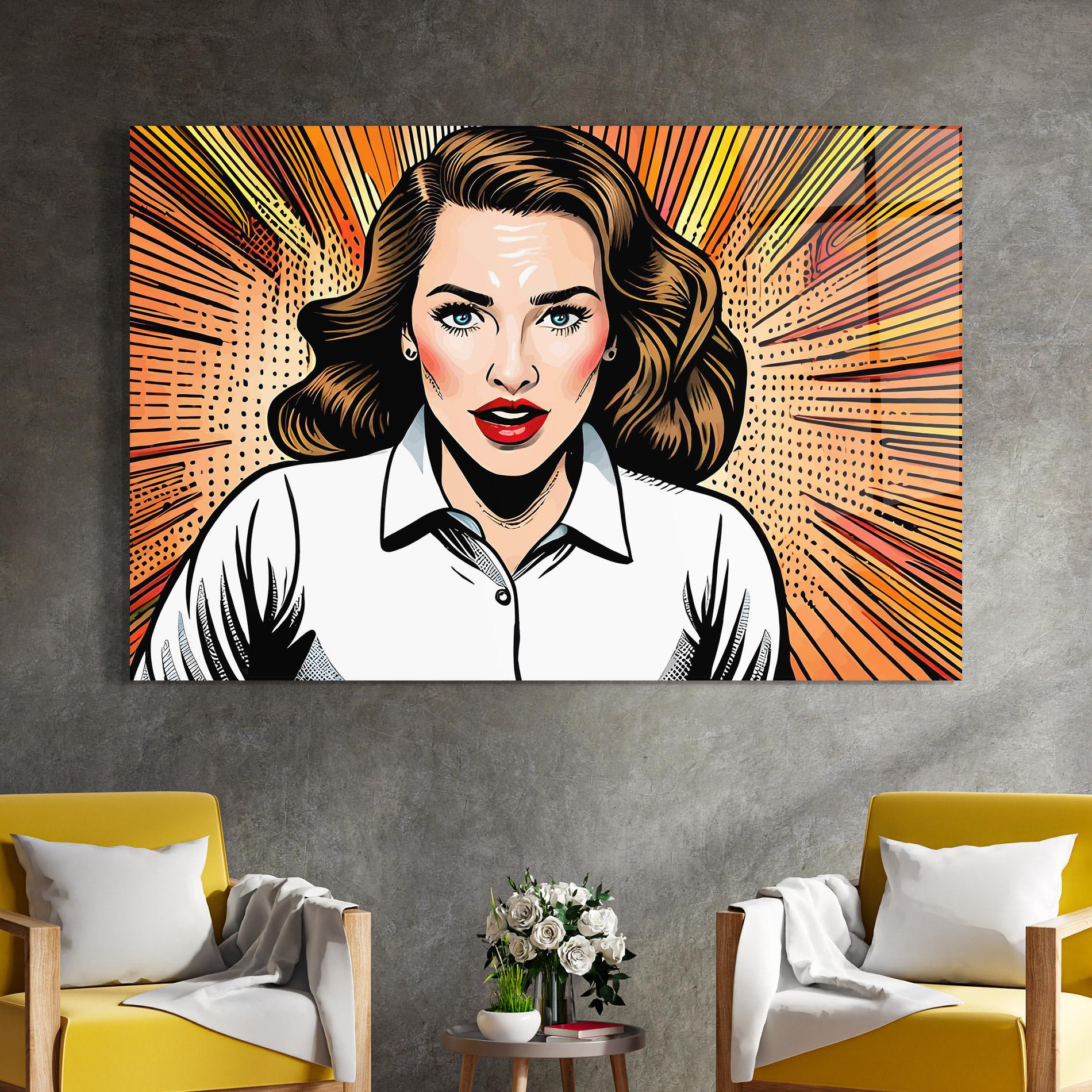 Tablou Sticla Blue Eye Pop Art mockup 4