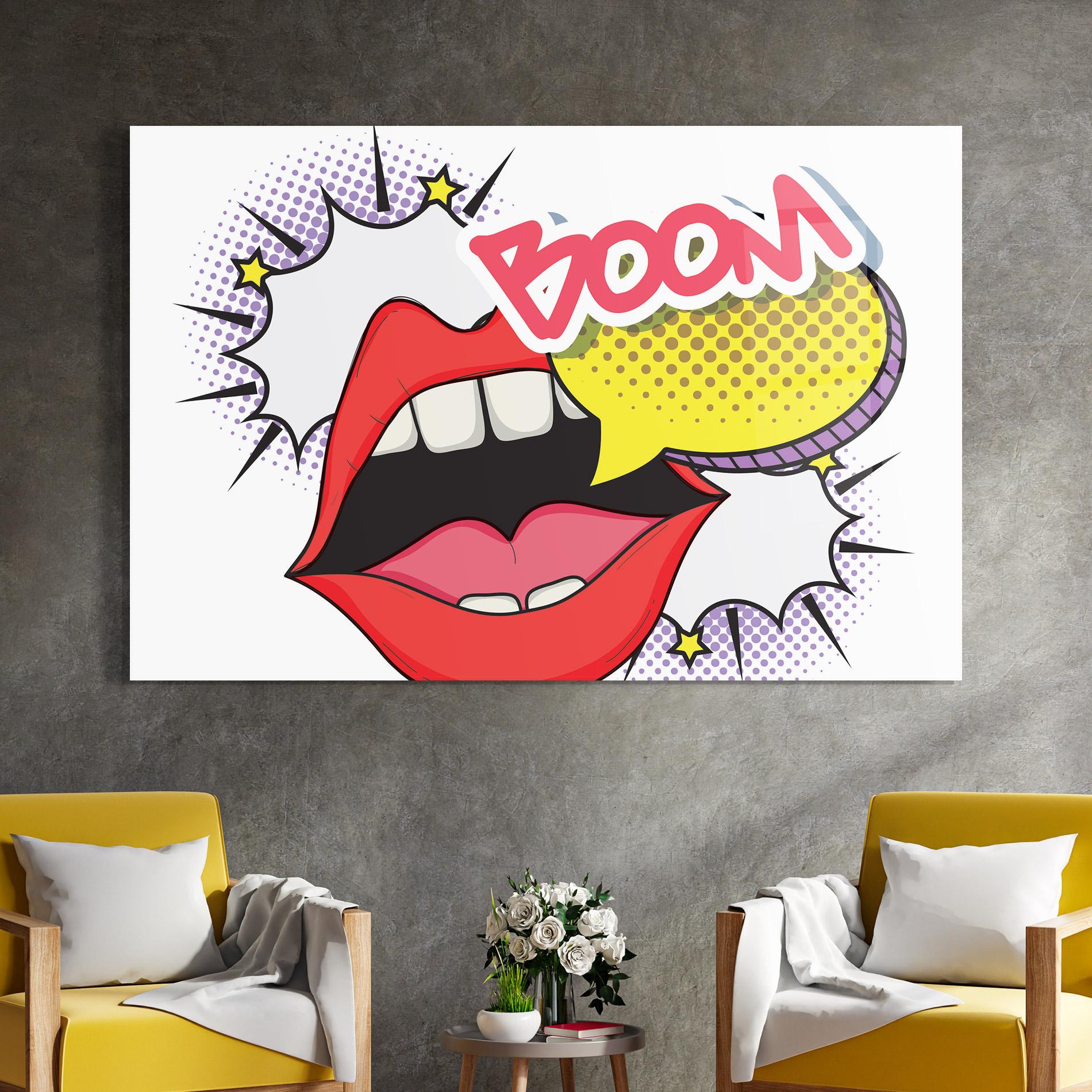 Tablou Sticla Boom Pop Art mockup 4