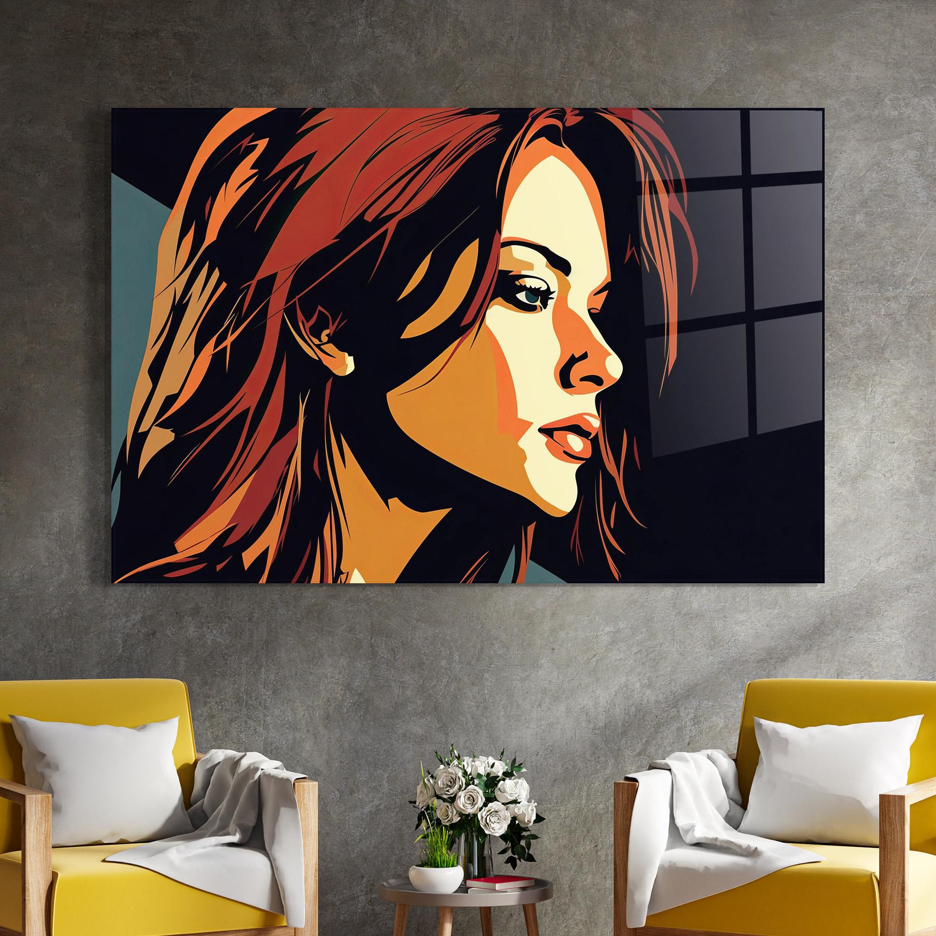 Tablou Sticla Brown Pop Hair mockup 4
