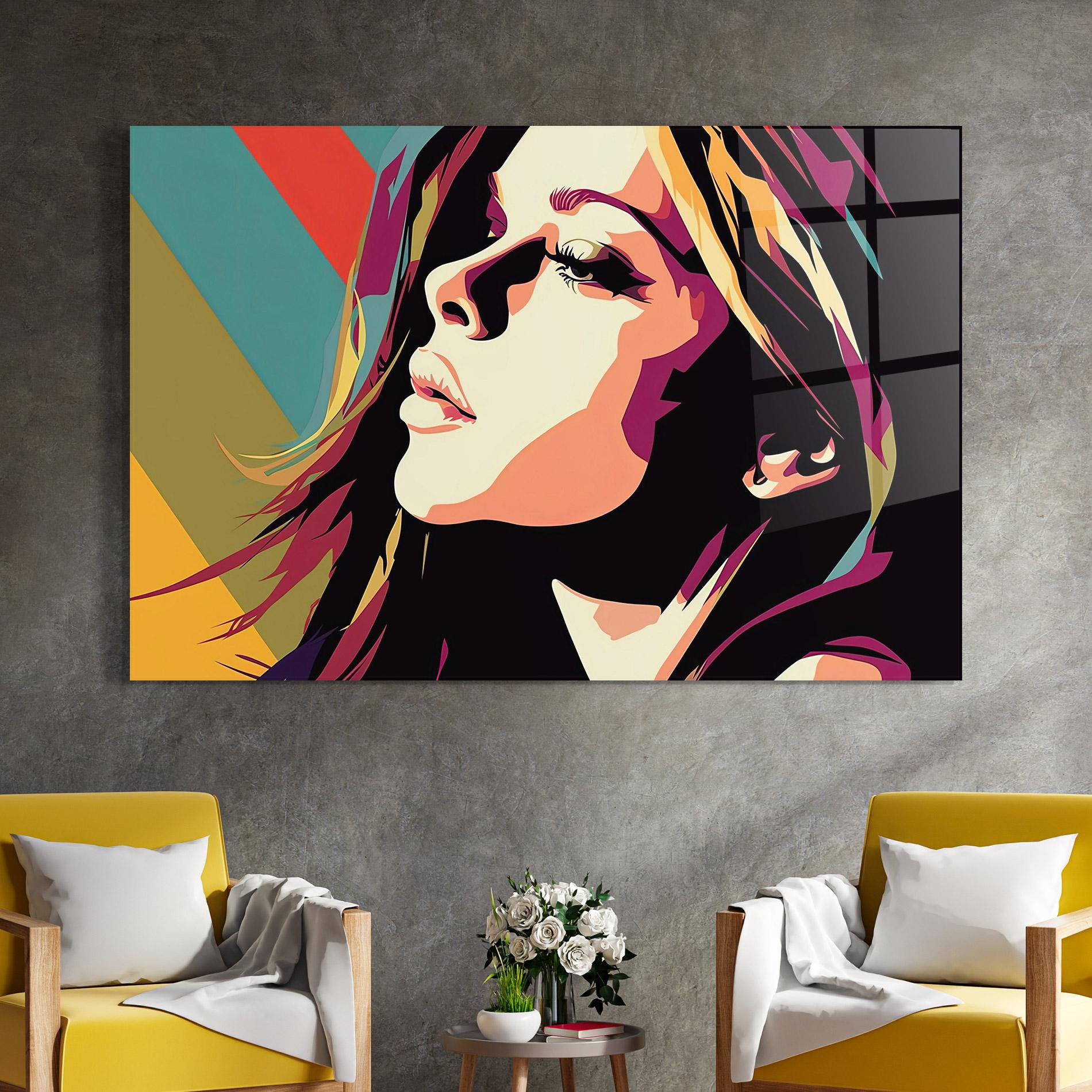 Tablou Sticla Cream Pop Art mockup 4