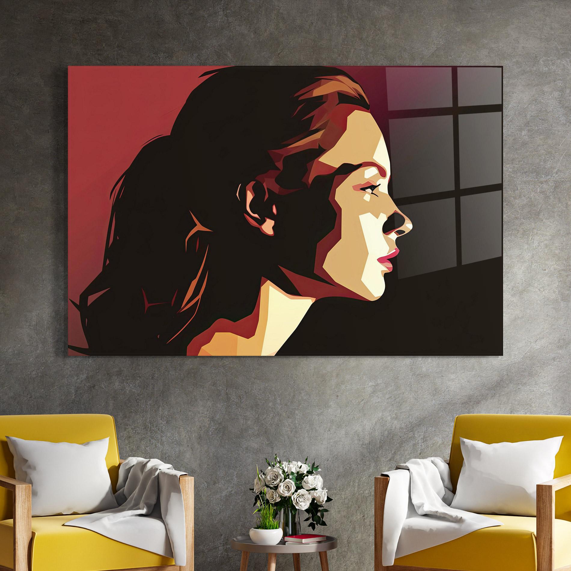 Tablou Sticla Cream Red Pop Art mockup 4