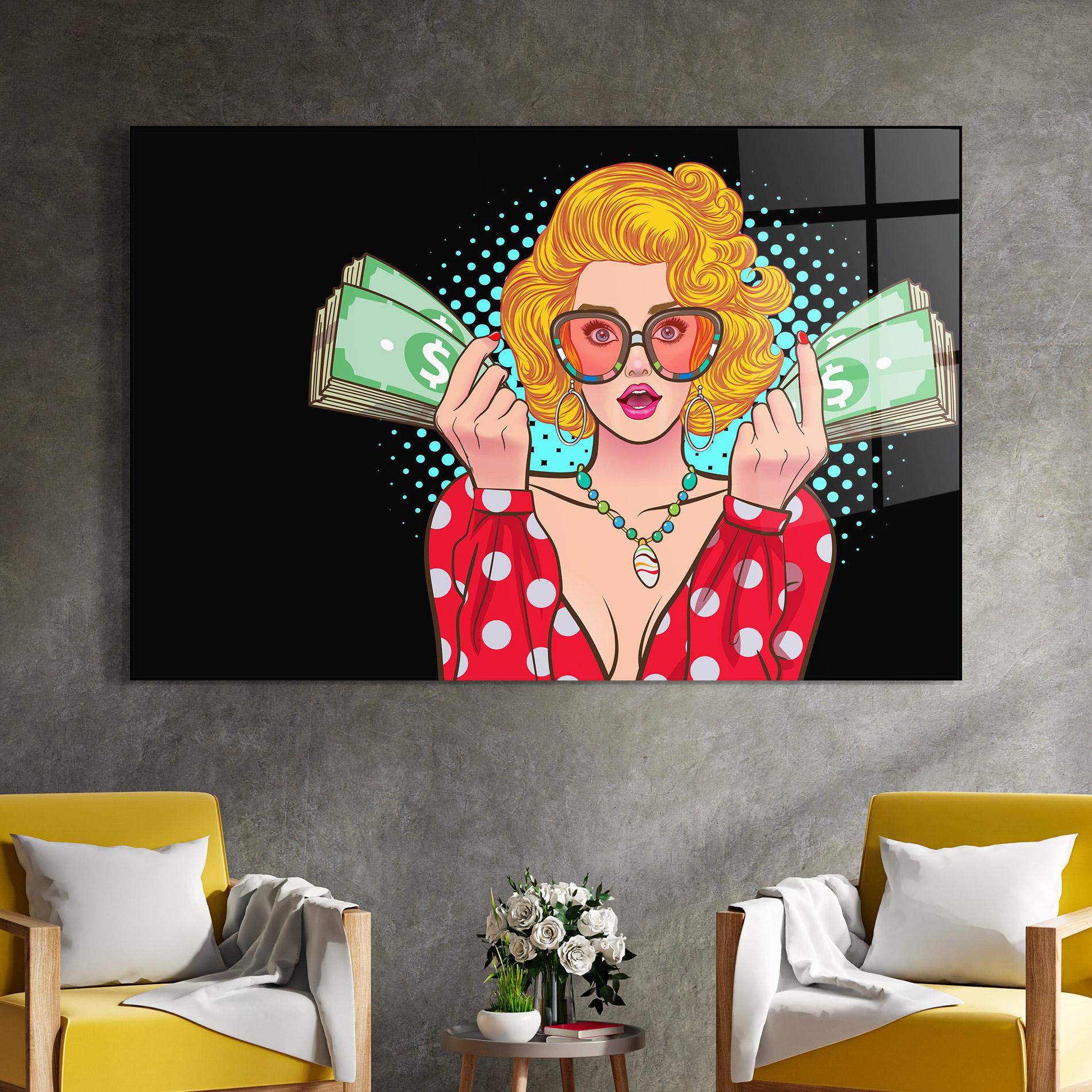 Tablou Sticla Glasses Look Money mockup 4