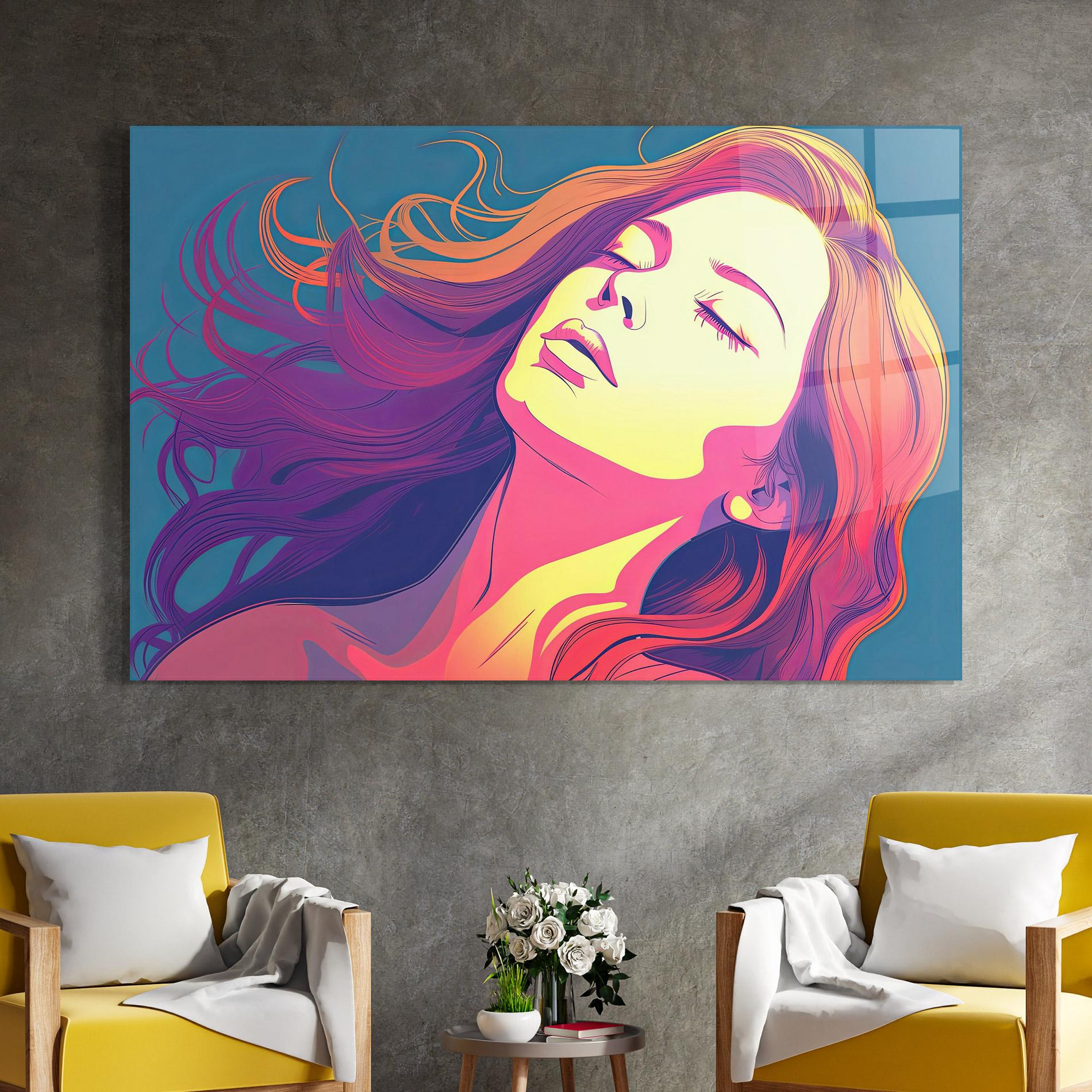 Tablou Sticla Long Pop Hair mockup 4