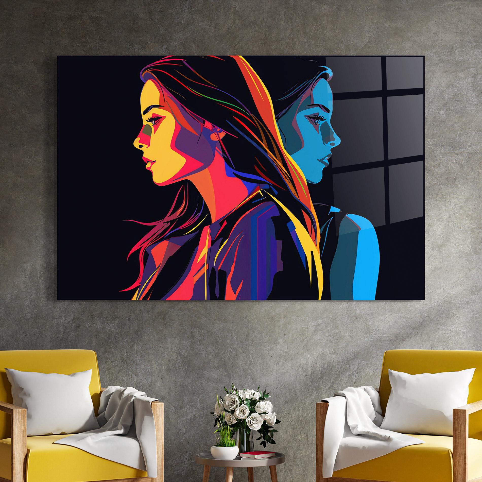 Tablou Sticla Minimalist Pop Female mockup 4