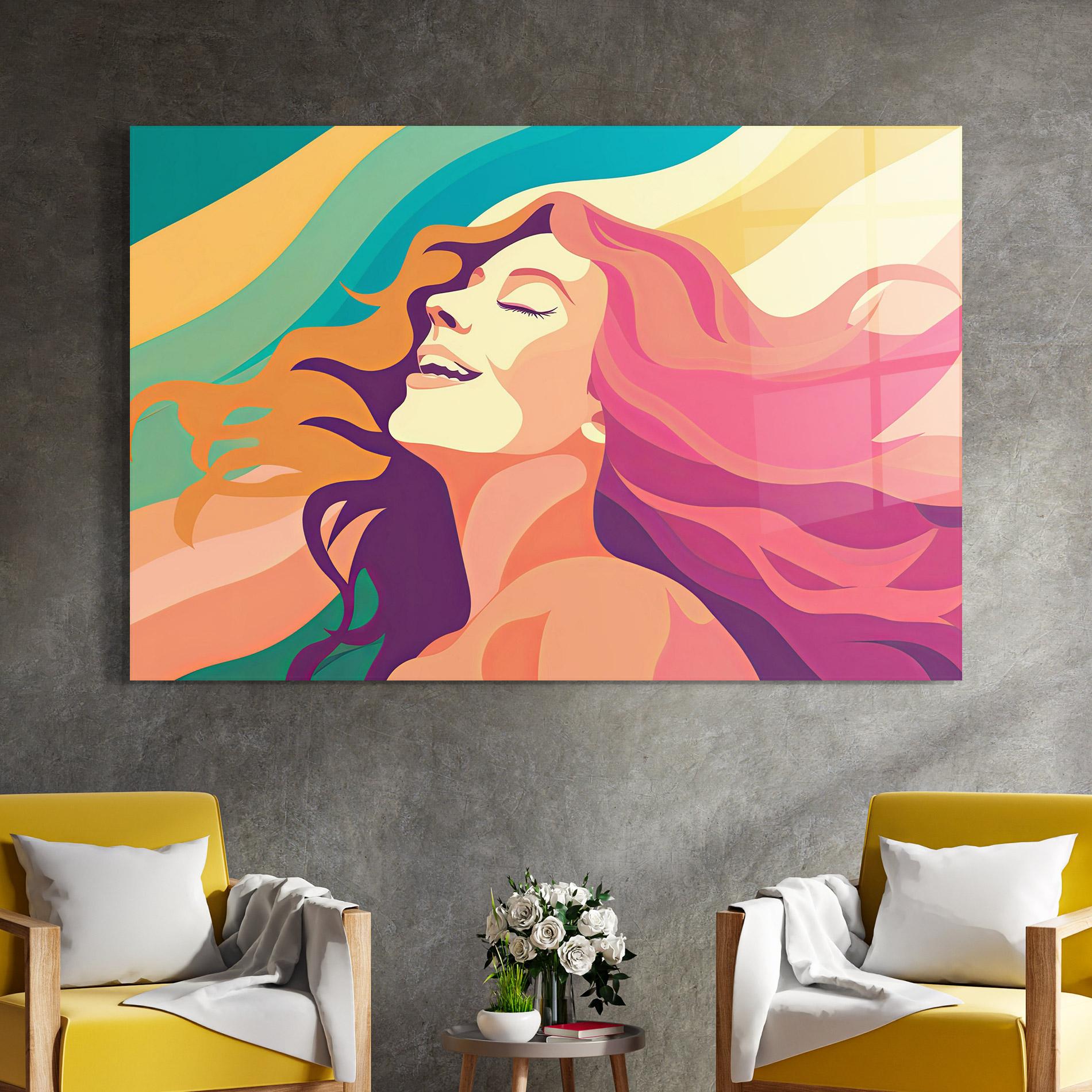 Tablou Sticla Pink Pop Hair mockup 4