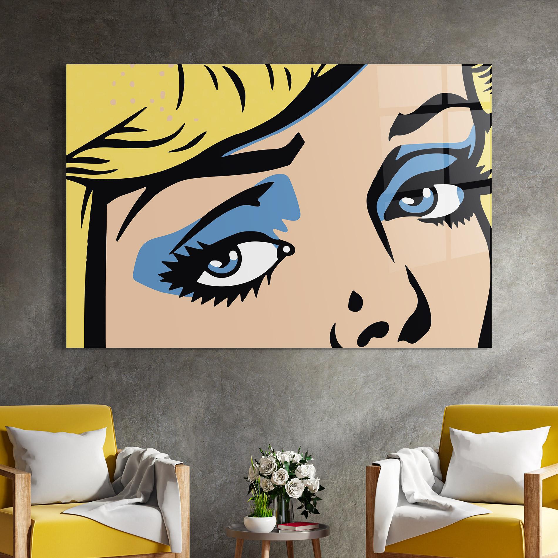 Tablou Sticla Pop Blue Makeup mockup 4