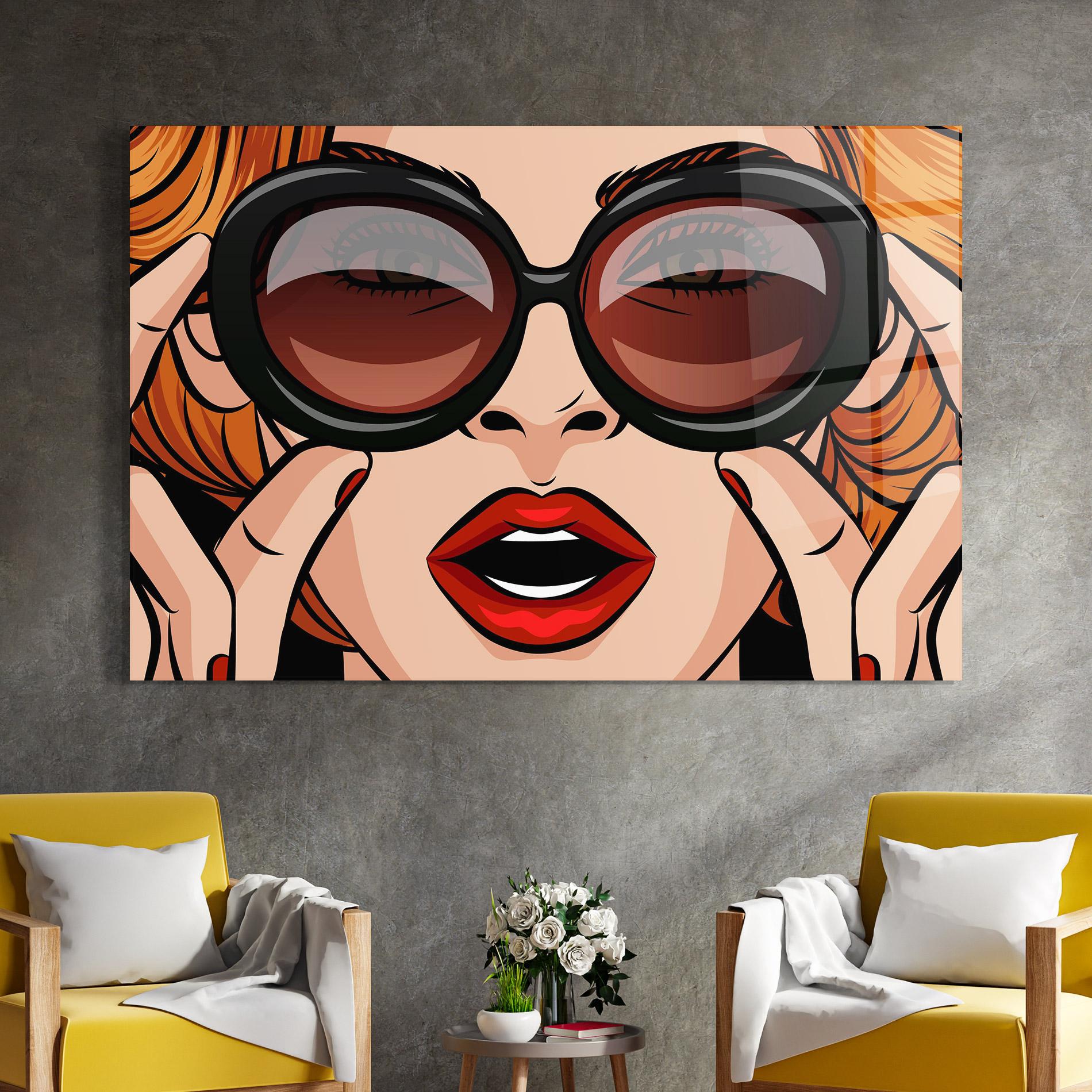Tablou Sticla Pop Glasses Woman mockup 4