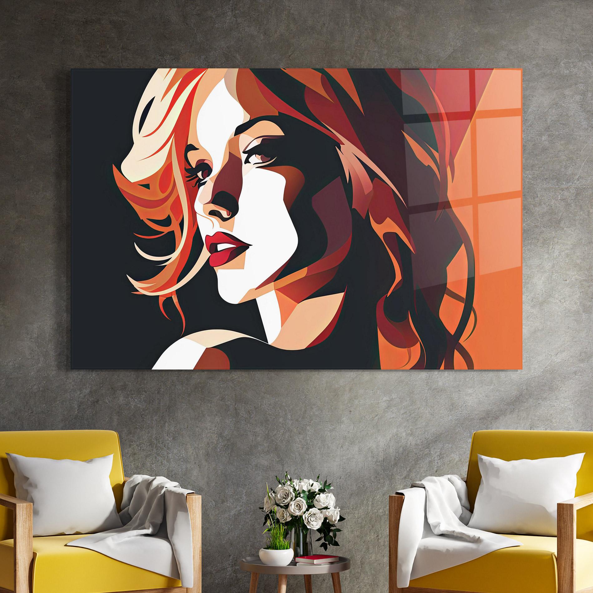 Tablou Sticla Pop Lady Art mockup 4