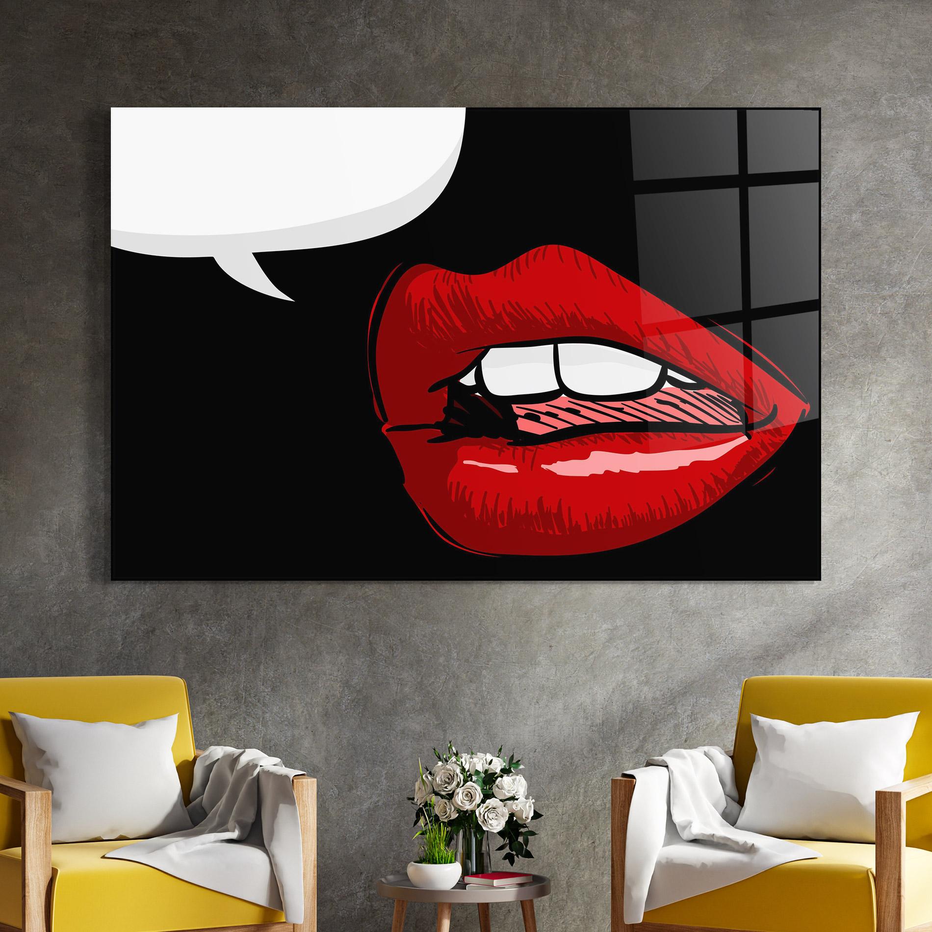 Tablou Sticla Pop Red Lips mockup 4