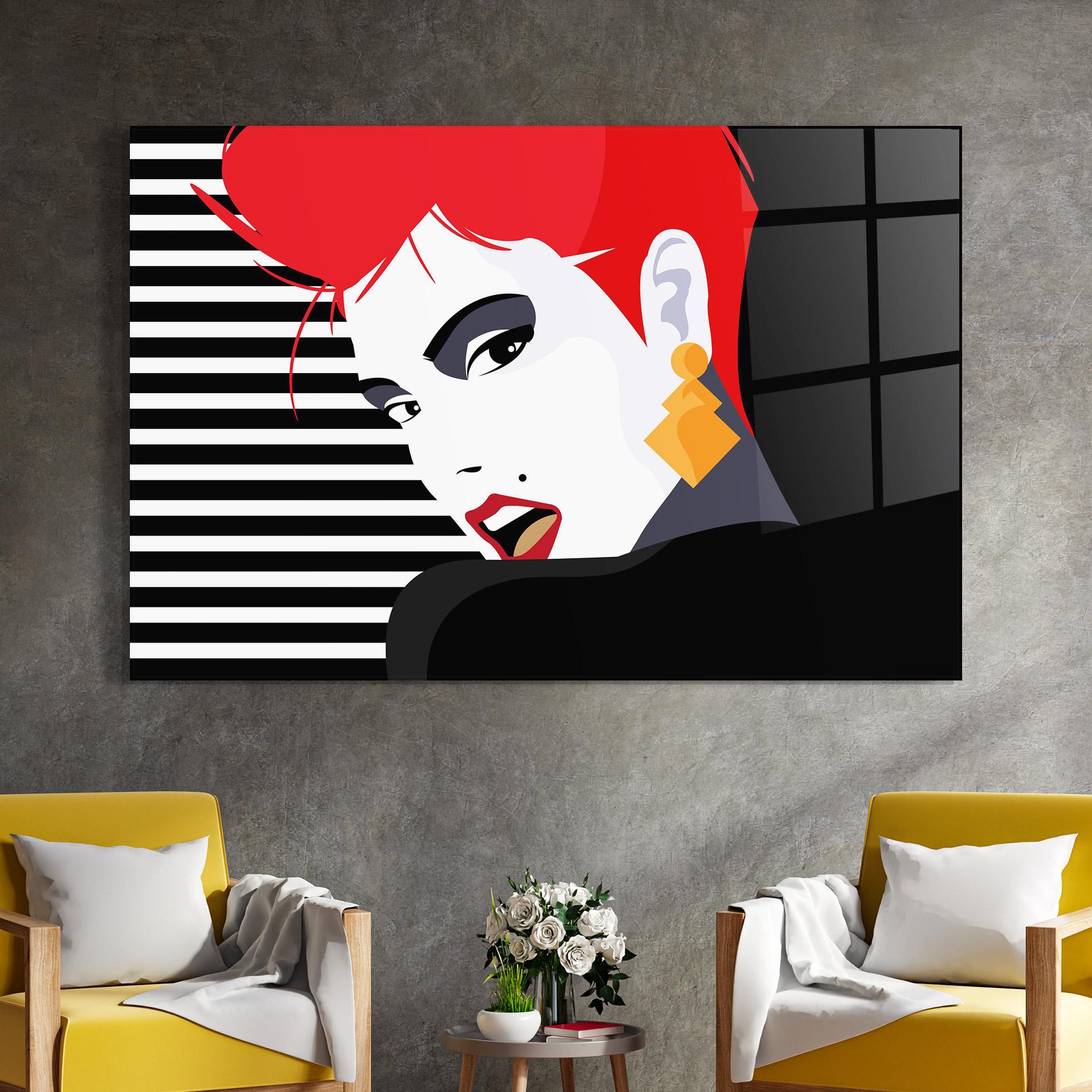 Tablou Sticla Red Pop Hair mockup 4