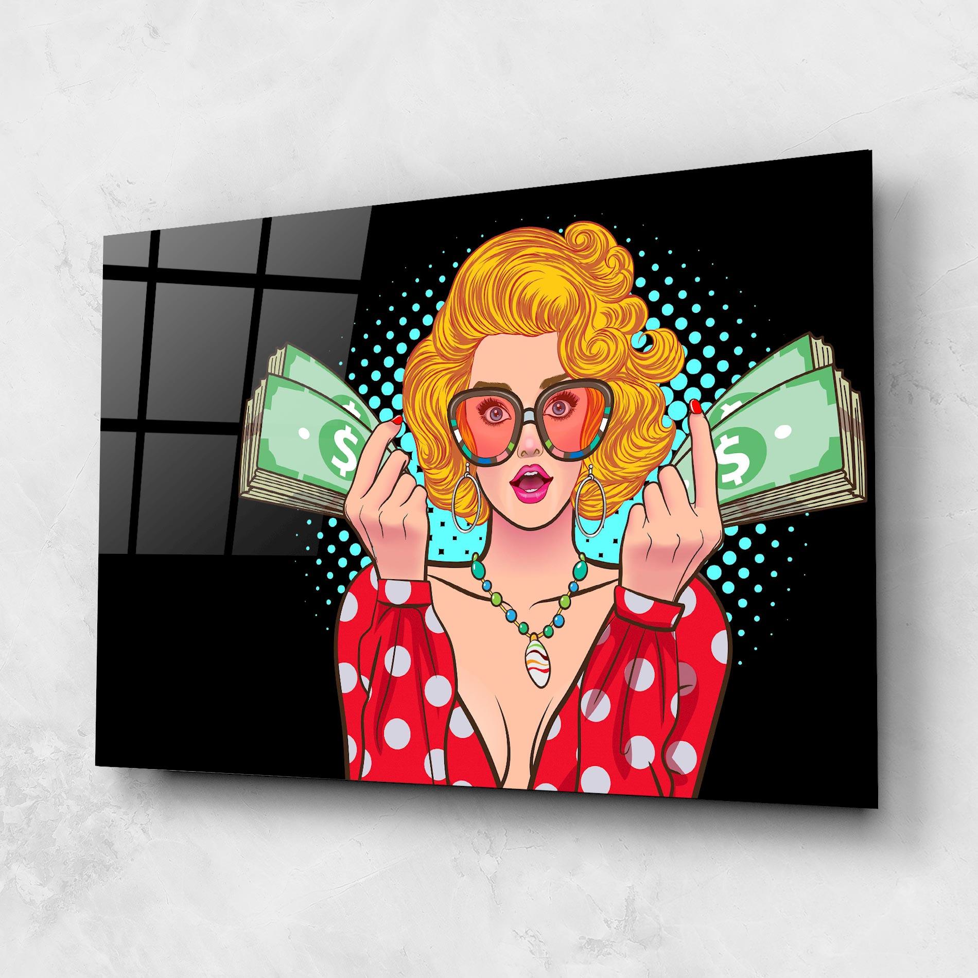 Tablou Sticla Glasses Look Money mockup 1
