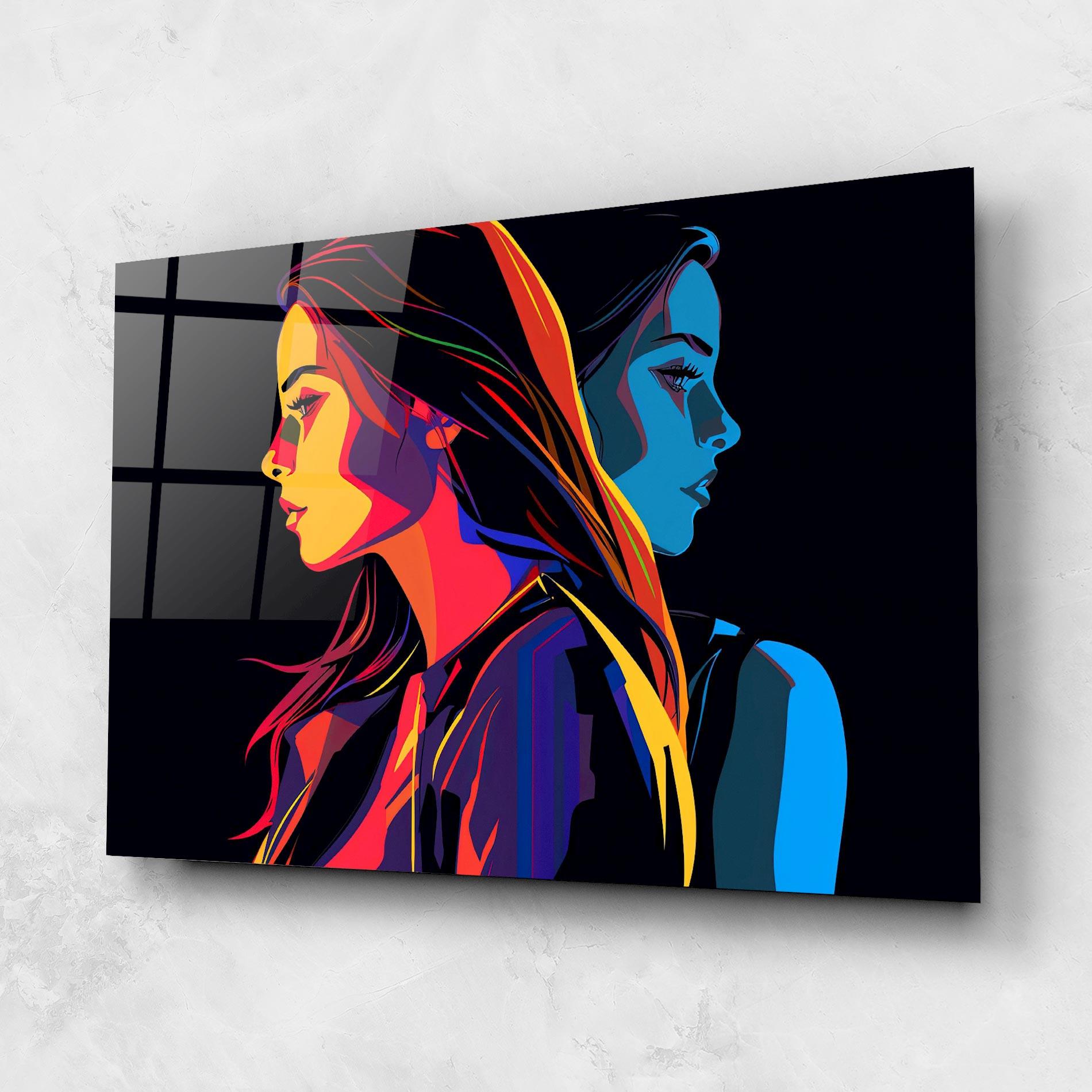 Tablou Sticla Minimalist Pop Female mockup 1