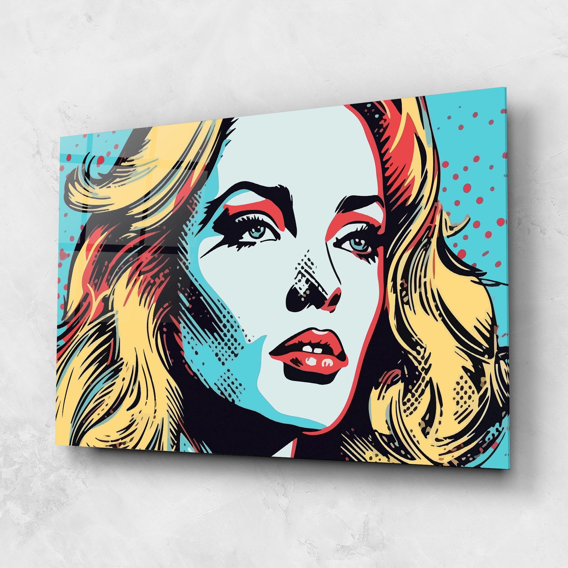 Tablou Sticla Pop Art Lady mockup 1