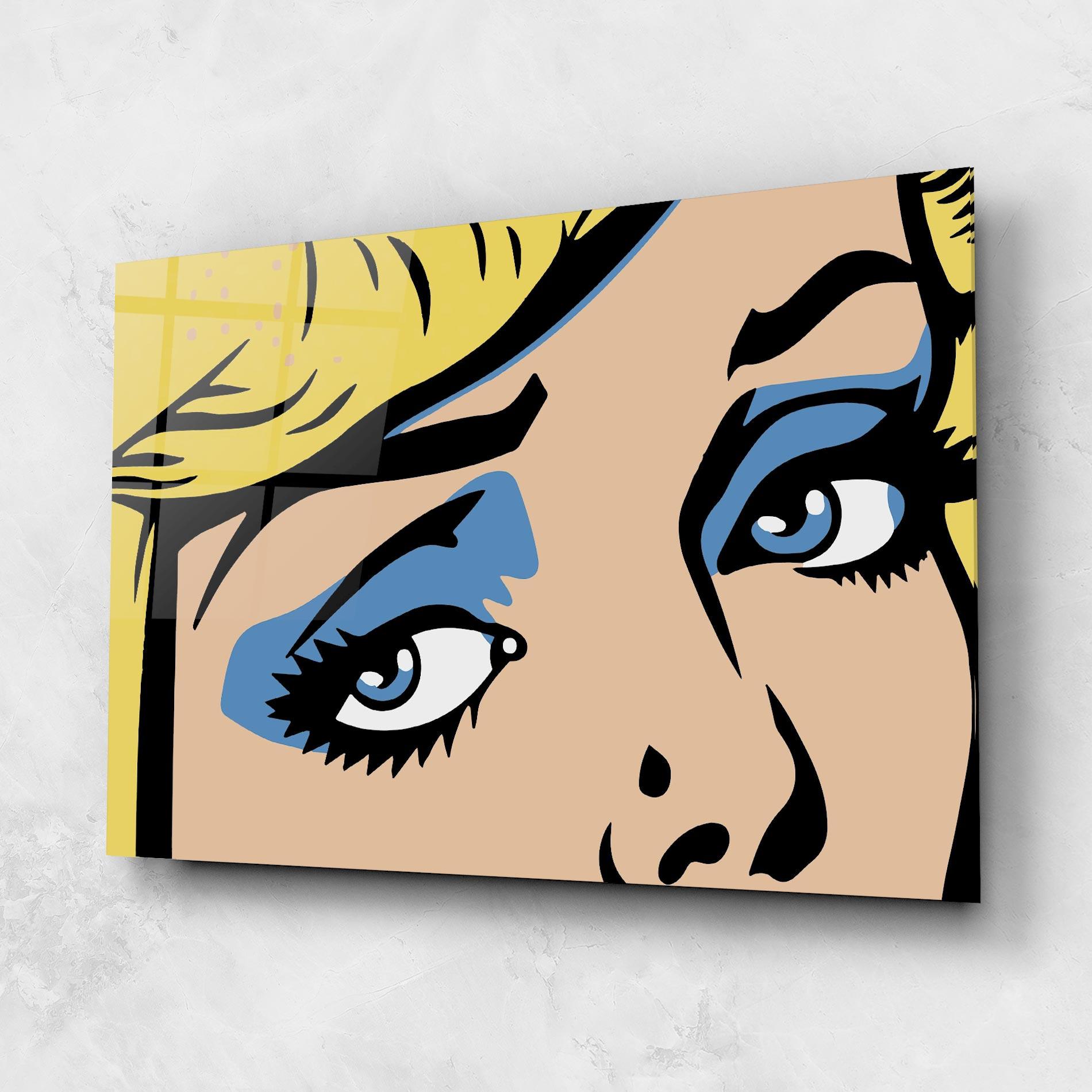 Tablou Sticla Pop Blue Makeup mockup 1