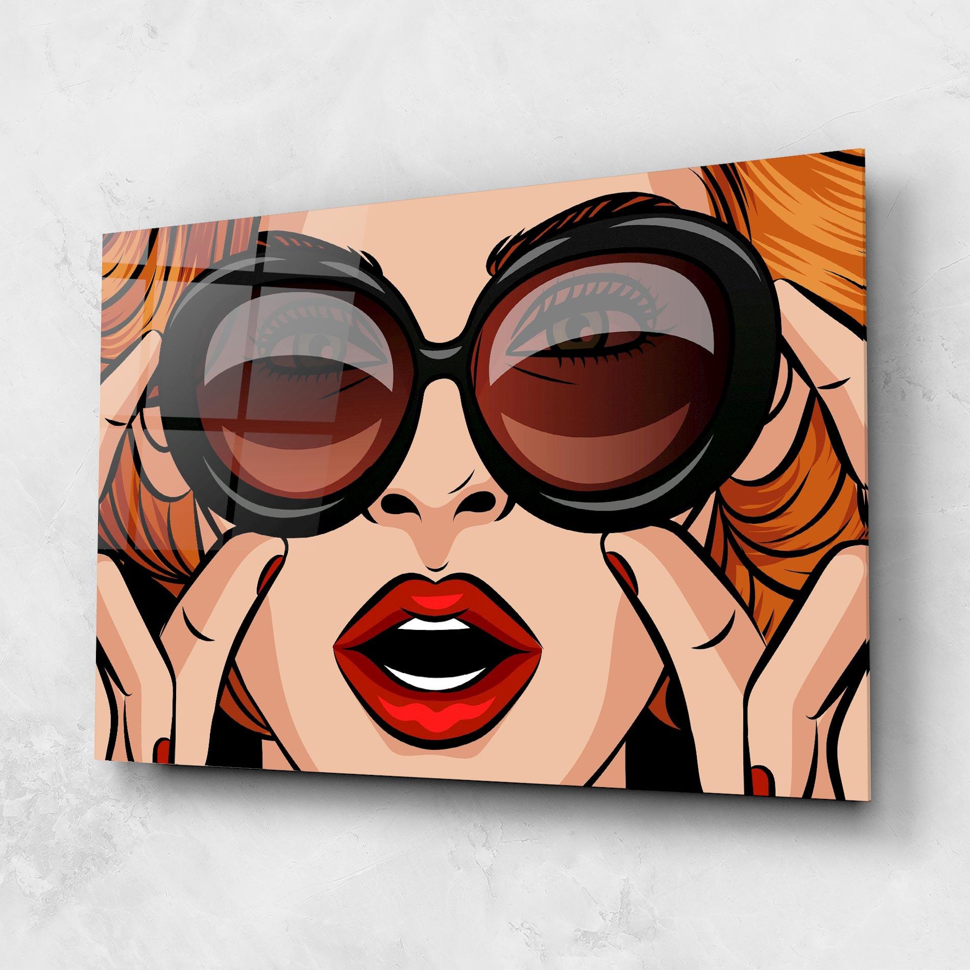Tablou Sticla Pop Glasses Woman mockup 1