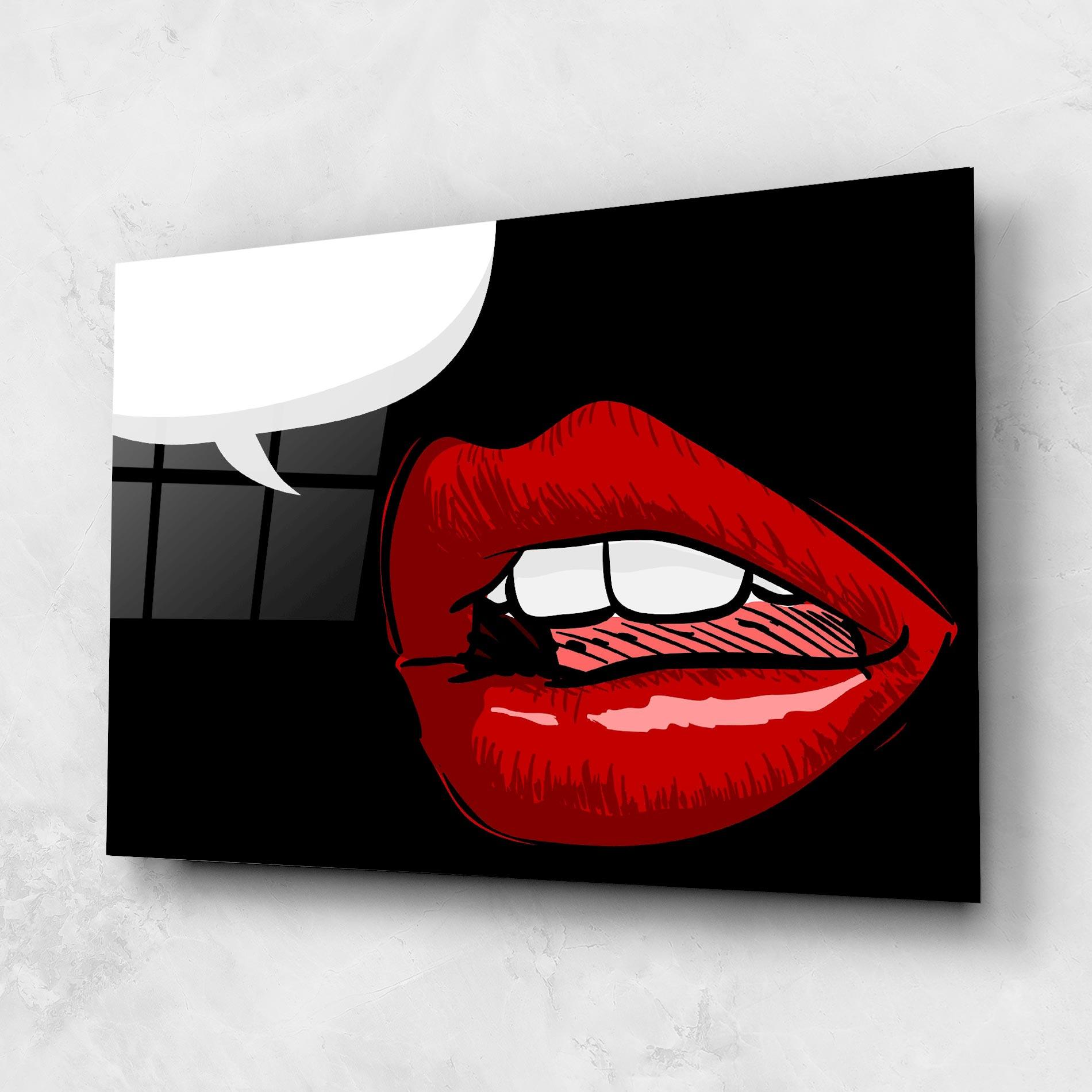 Tablou Sticla Pop Red Lips mockup 1