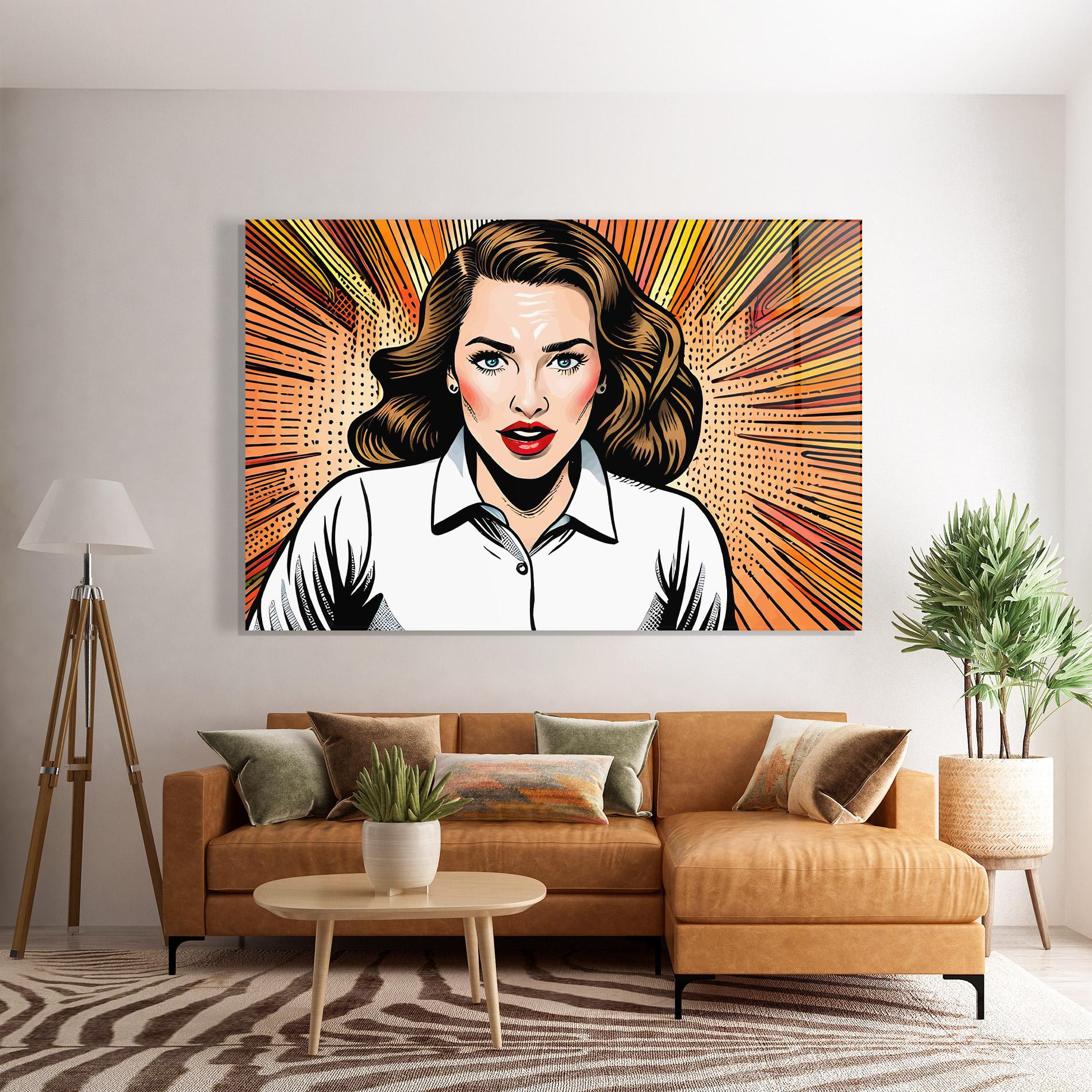 Tablou Sticla Blue Eye Pop Art mockup 7