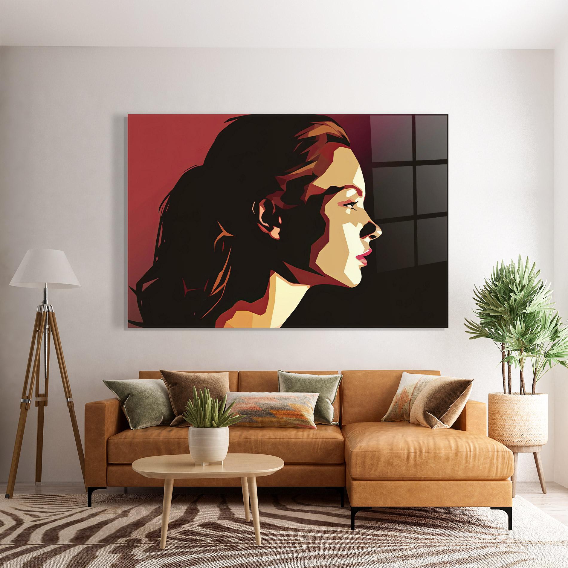 Tablou Sticla Cream Red Pop Art mockup 7