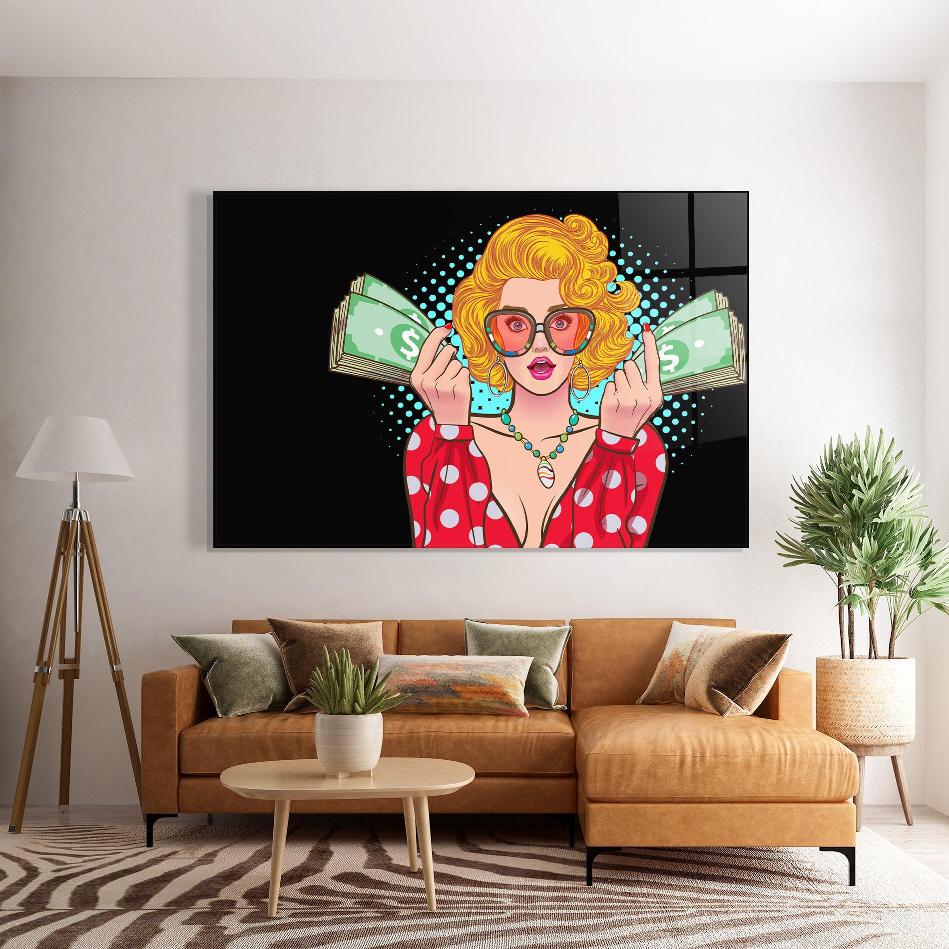 Tablou Sticla Glasses Look Money mockup 7