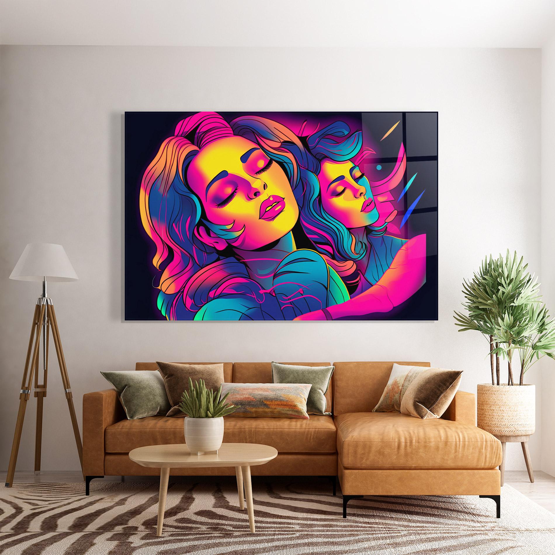 Tablou Sticla Glowing Pop Woman mockup 7