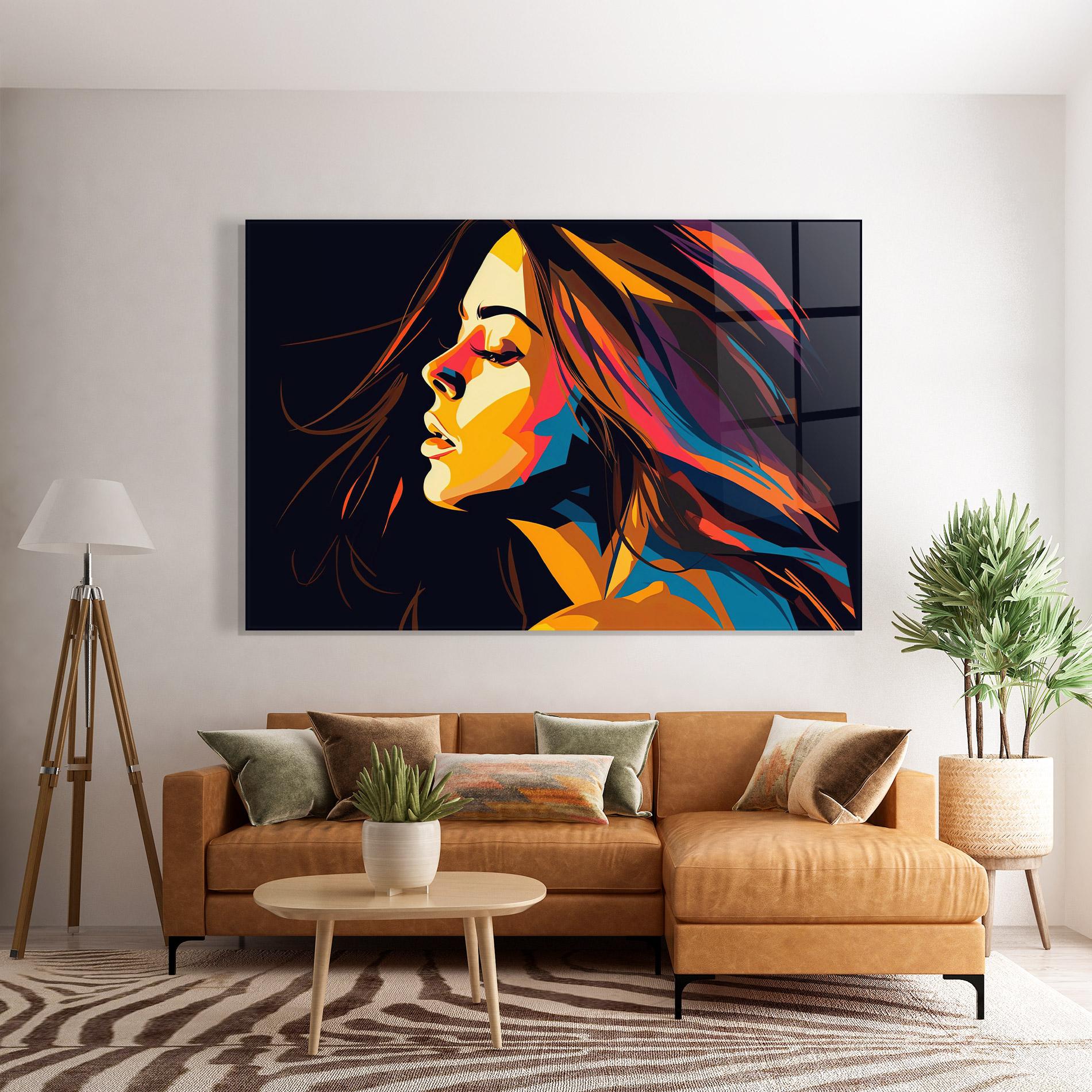 Tablou Sticla Graphical Pop Woman mockup 7