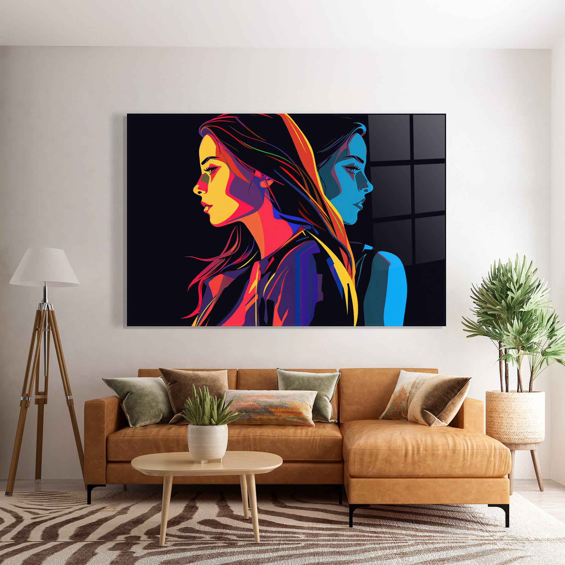 Tablou Sticla Minimalist Pop Female mockup 7