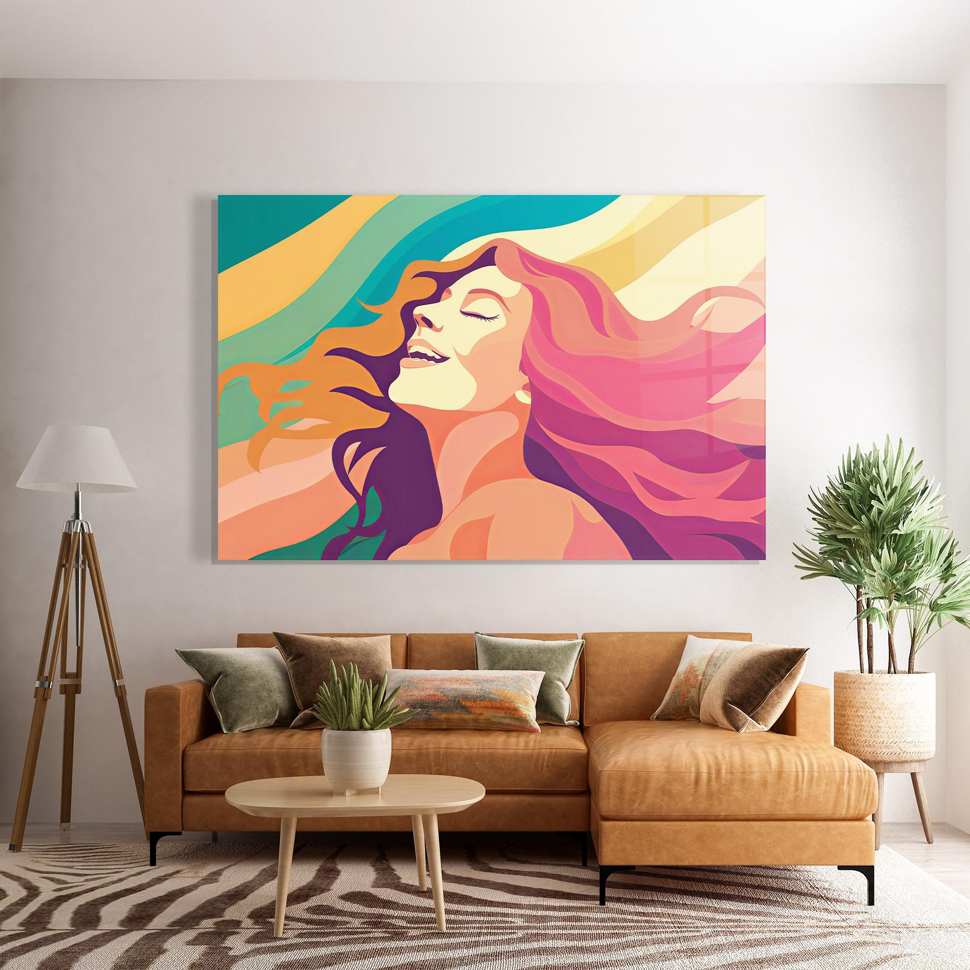 Tablou Sticla Pink Pop Hair mockup 7