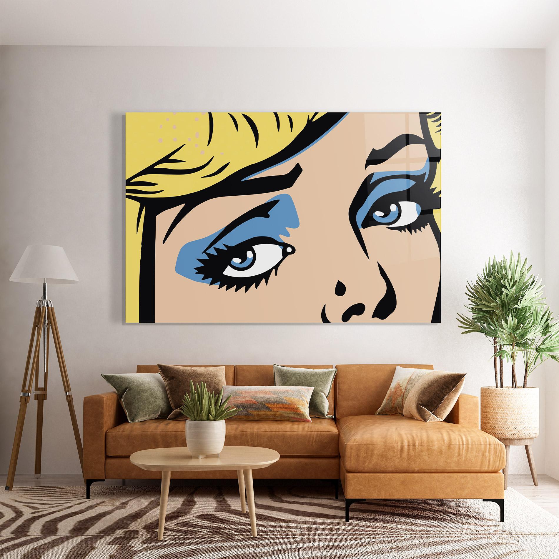 Tablou Sticla Pop Blue Makeup mockup 7