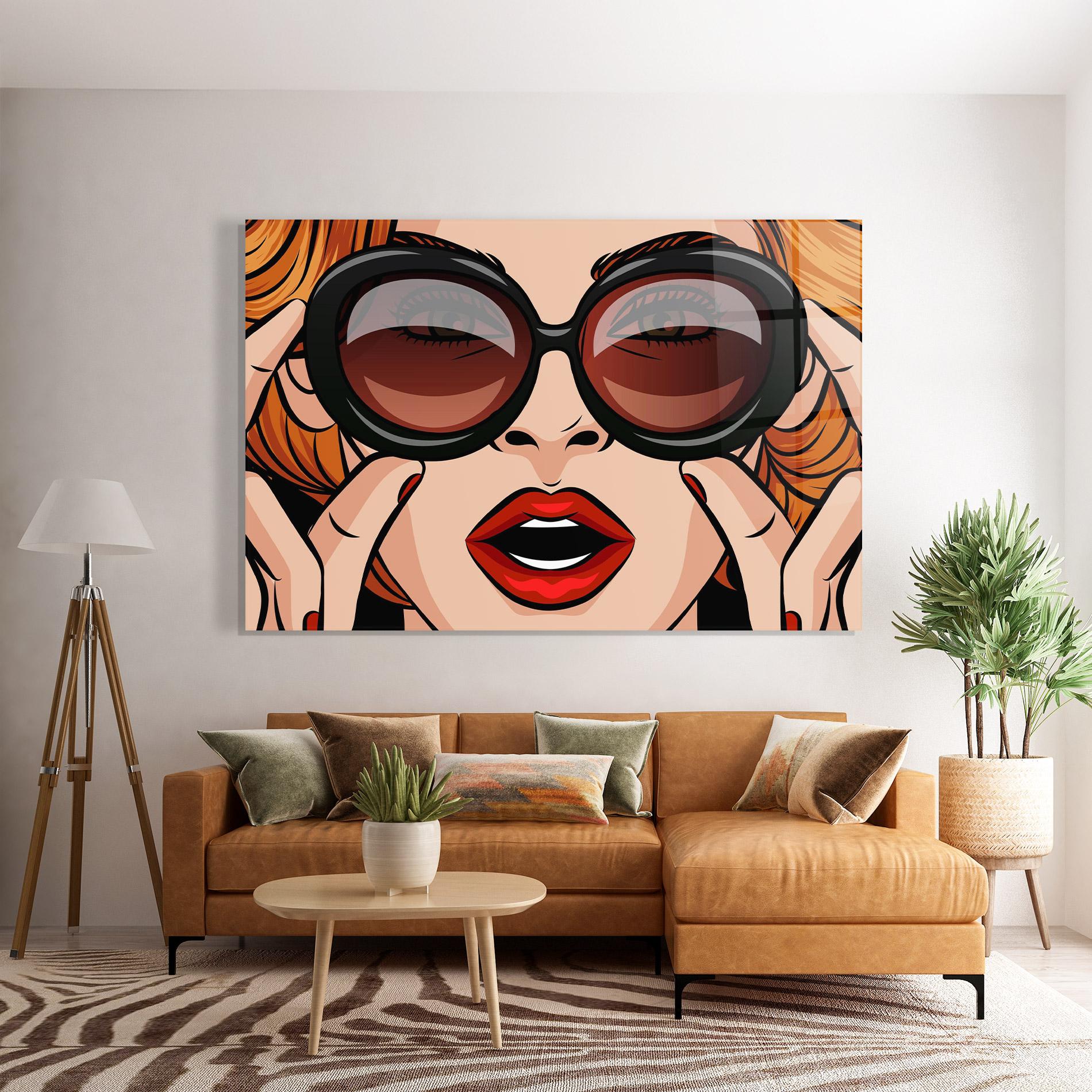Tablou Sticla Pop Glasses Woman mockup 7