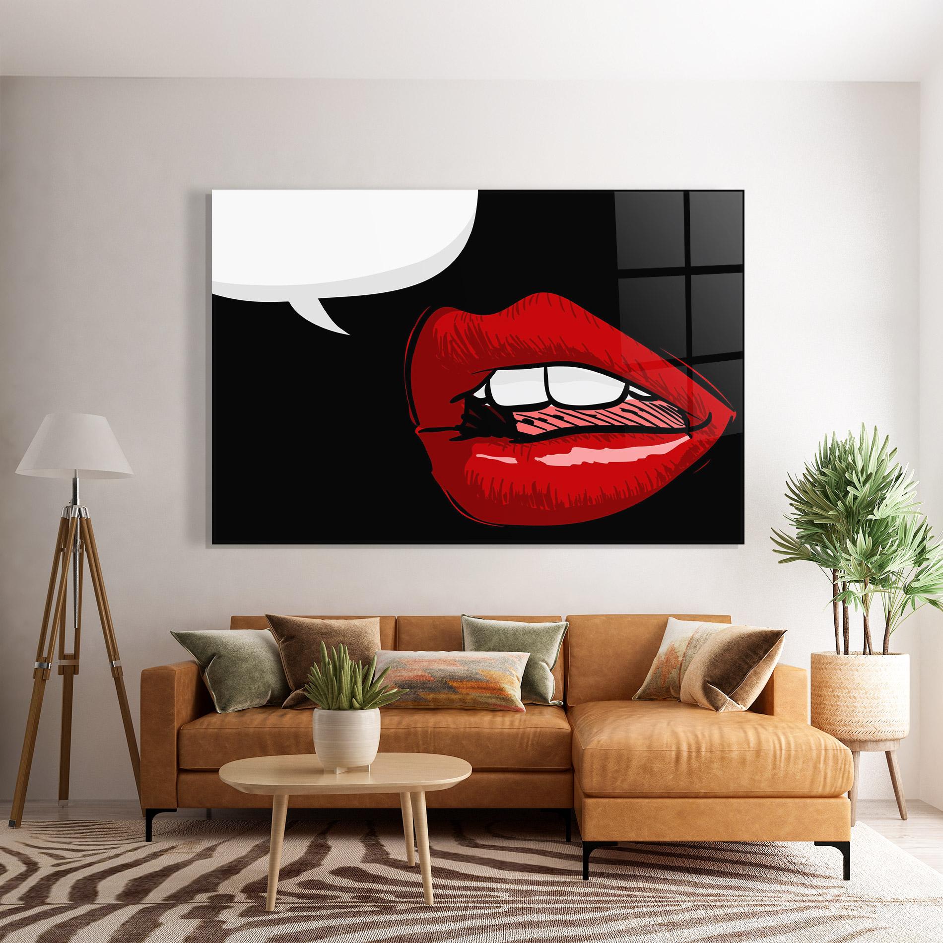 Tablou Sticla Pop Red Lips mockup 7