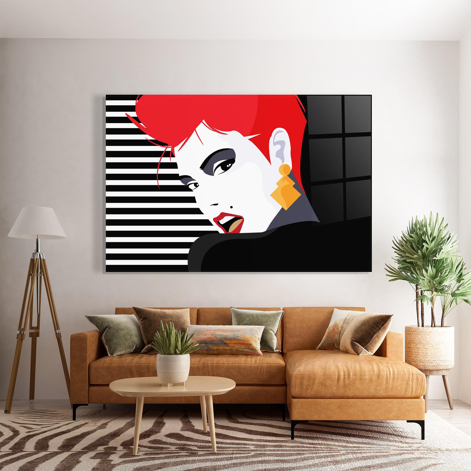 Tablou Sticla Red Pop Hair mockup 7