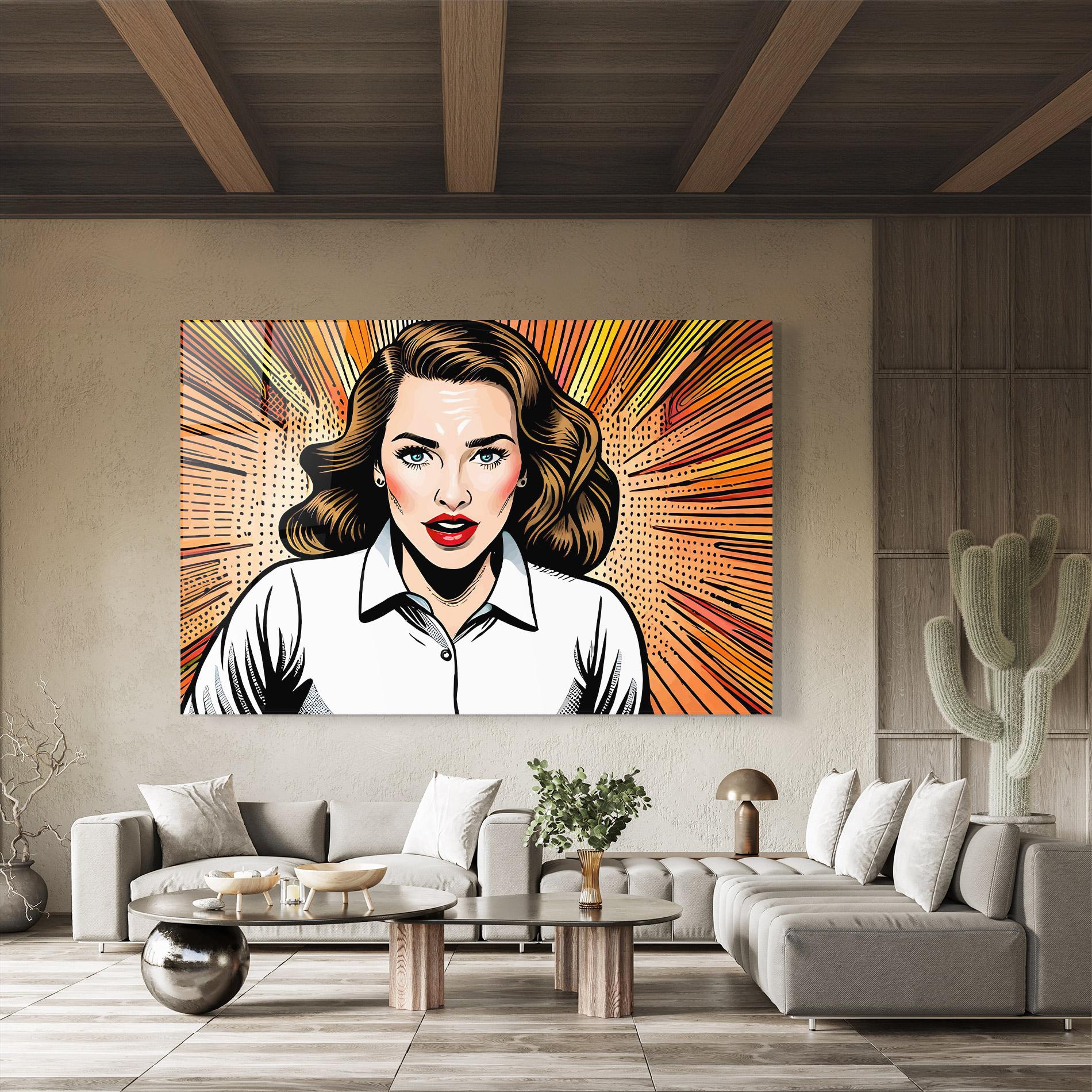 Tablou Sticla Blue Eye Pop Art mockup 8