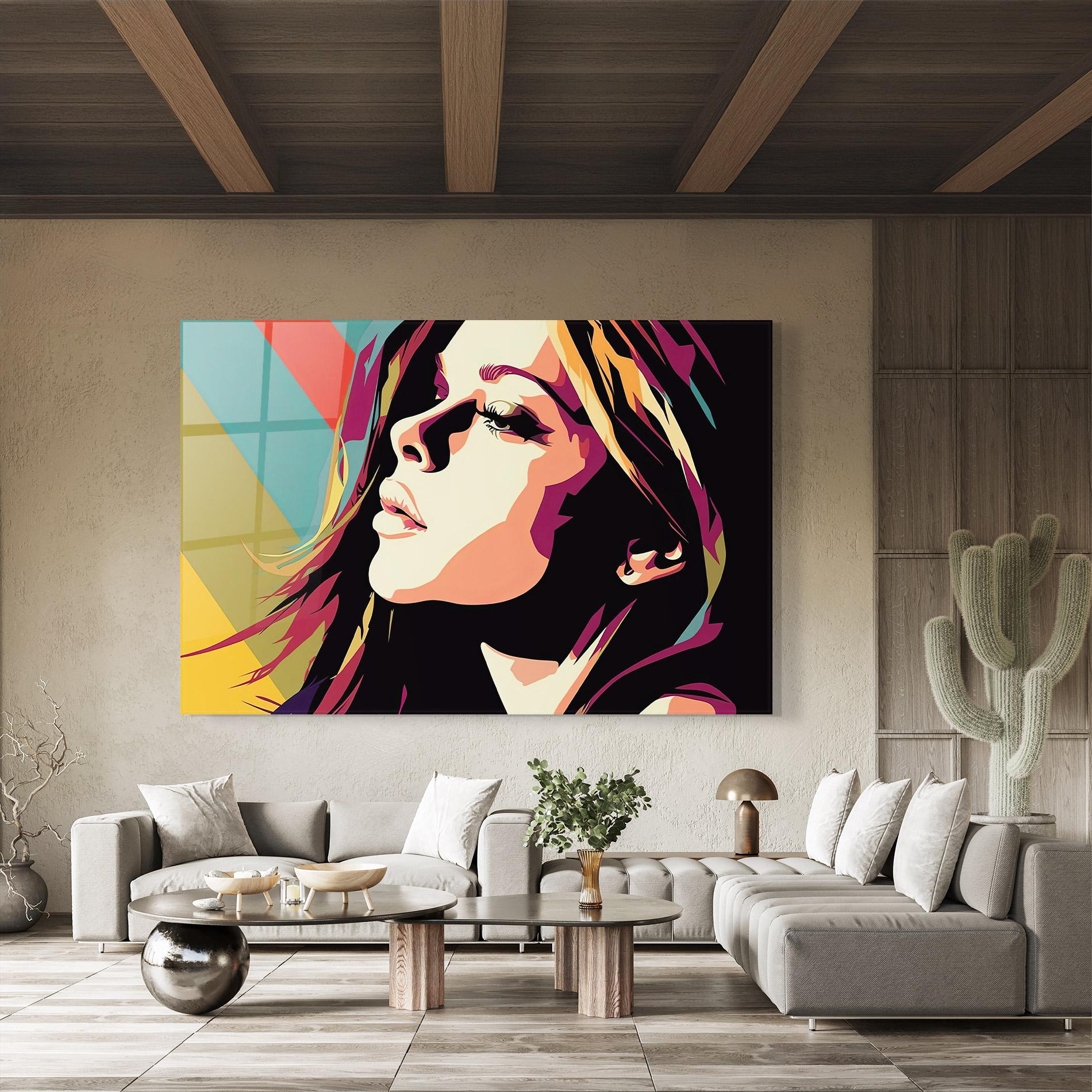 Tablou Sticla Cream Pop Art mockup 8