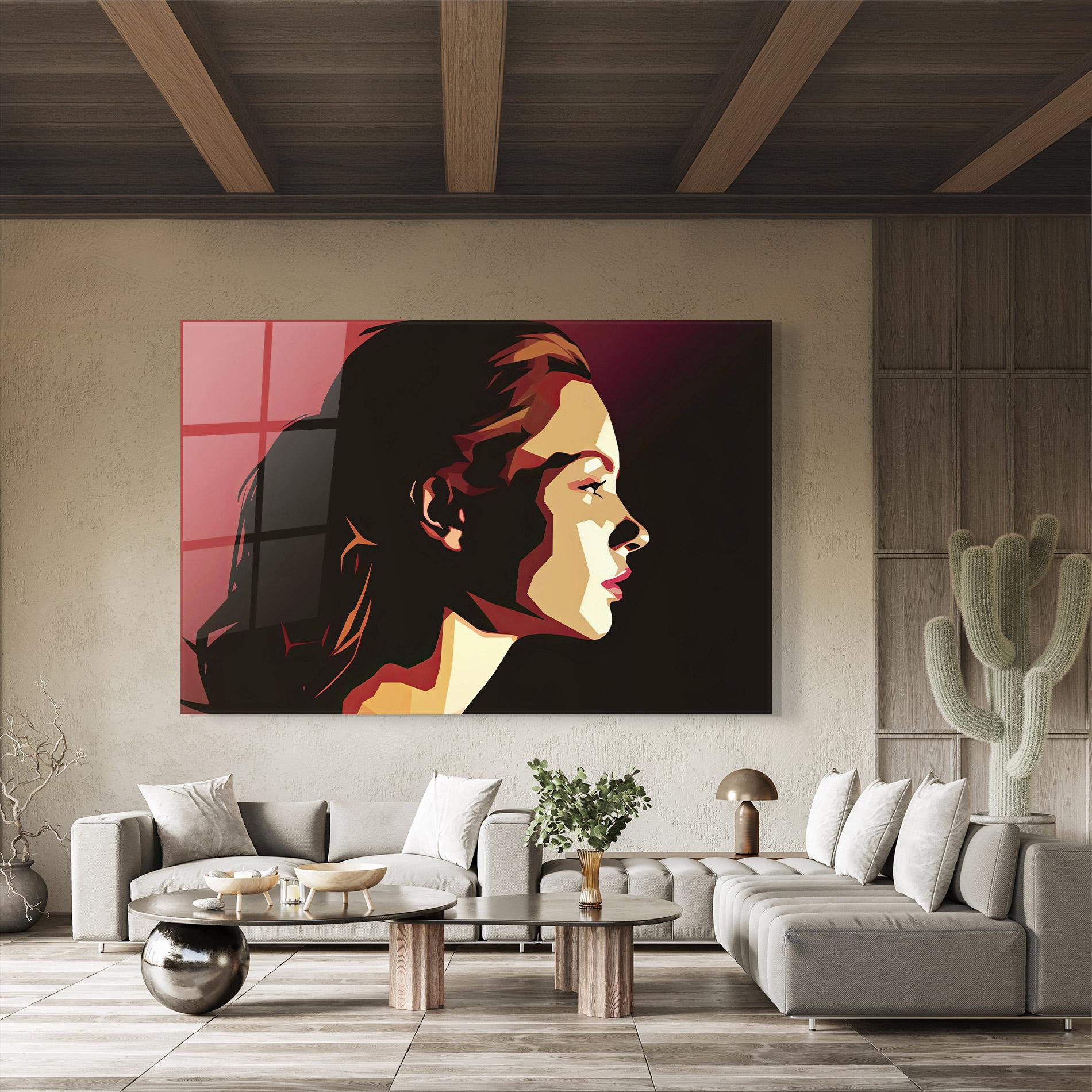 Tablou Sticla Cream Red Pop Art mockup 8