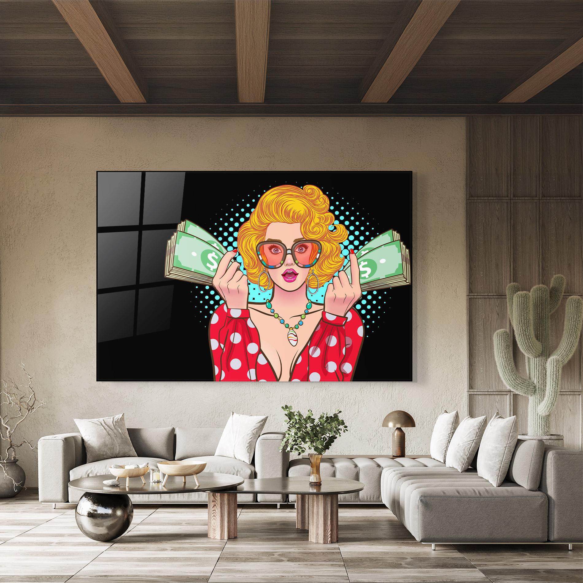 Tablou Sticla Glasses Look Money mockup 8