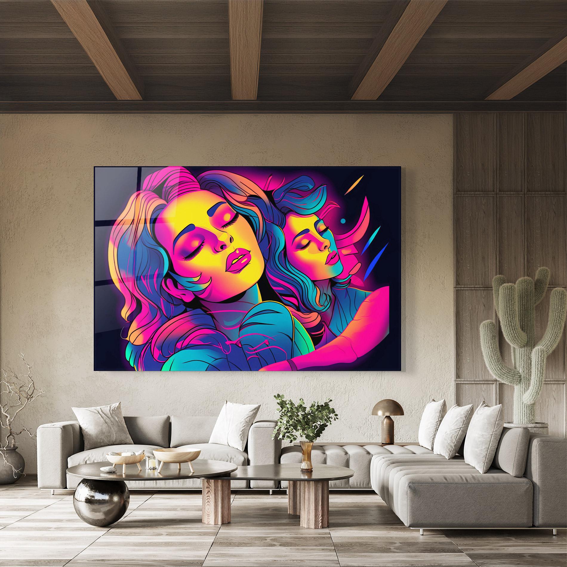 Tablou Sticla Glowing Pop Woman mockup 8