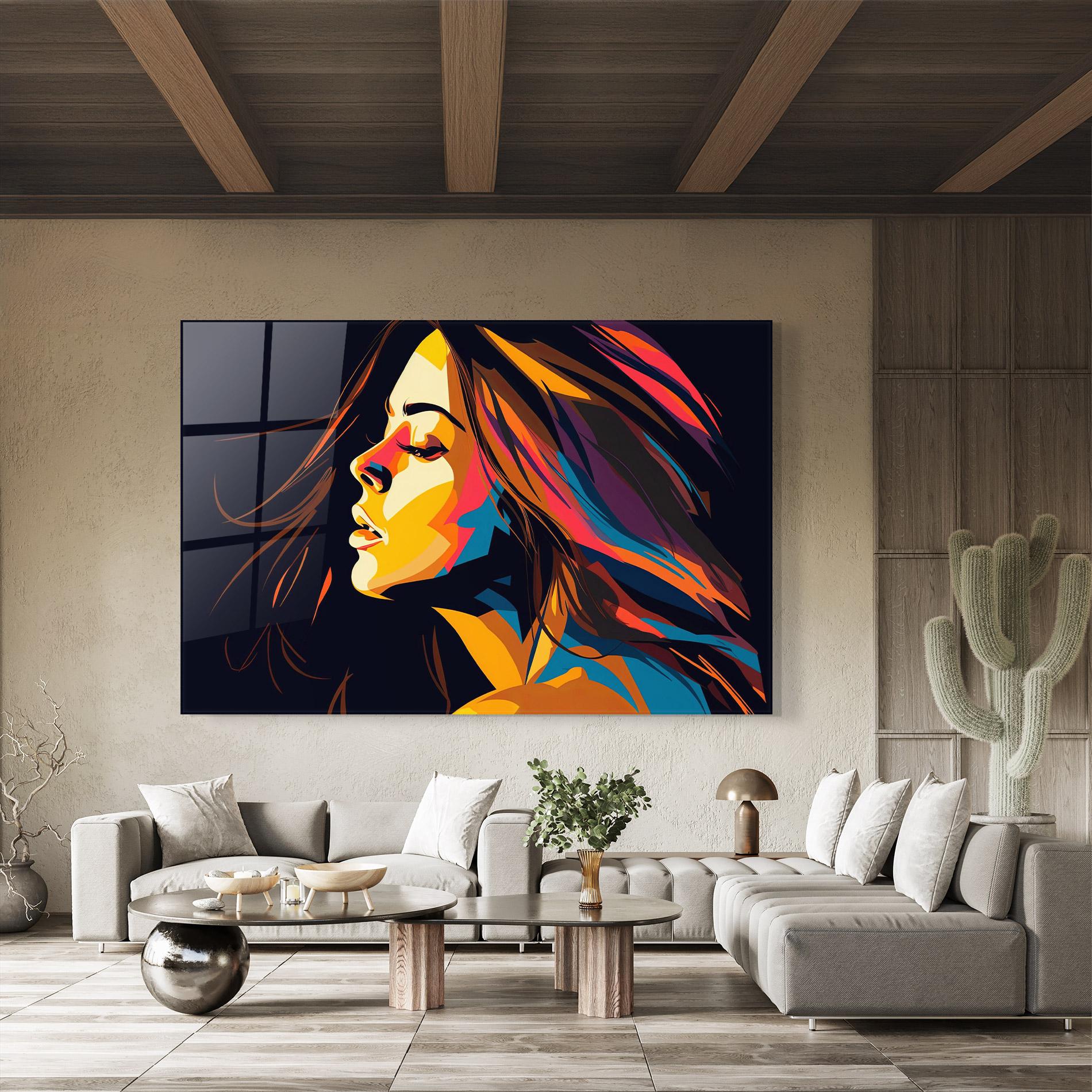 Tablou Sticla Graphical Pop Woman mockup 8