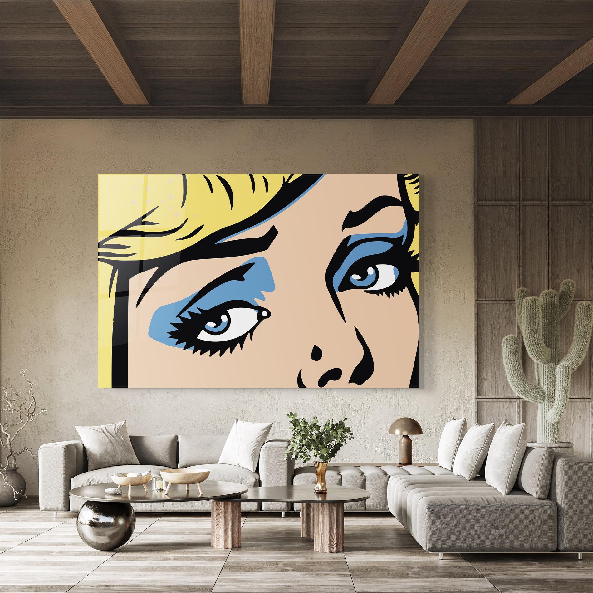 Tablou Sticla Pop Blue Makeup mockup 8