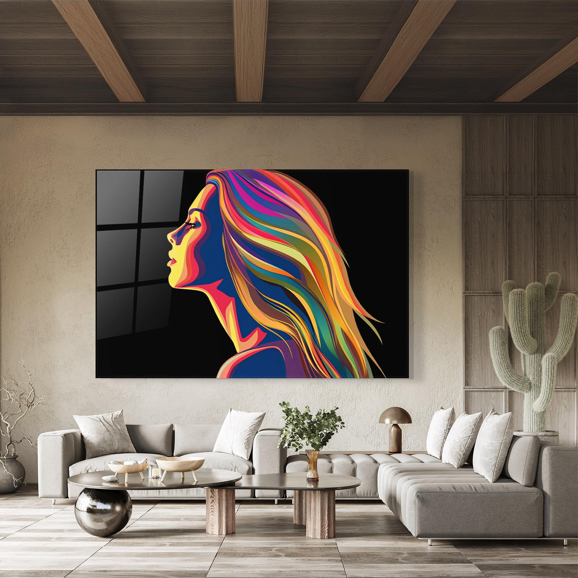 Tablou Sticla Pop Colored Girl mockup 8