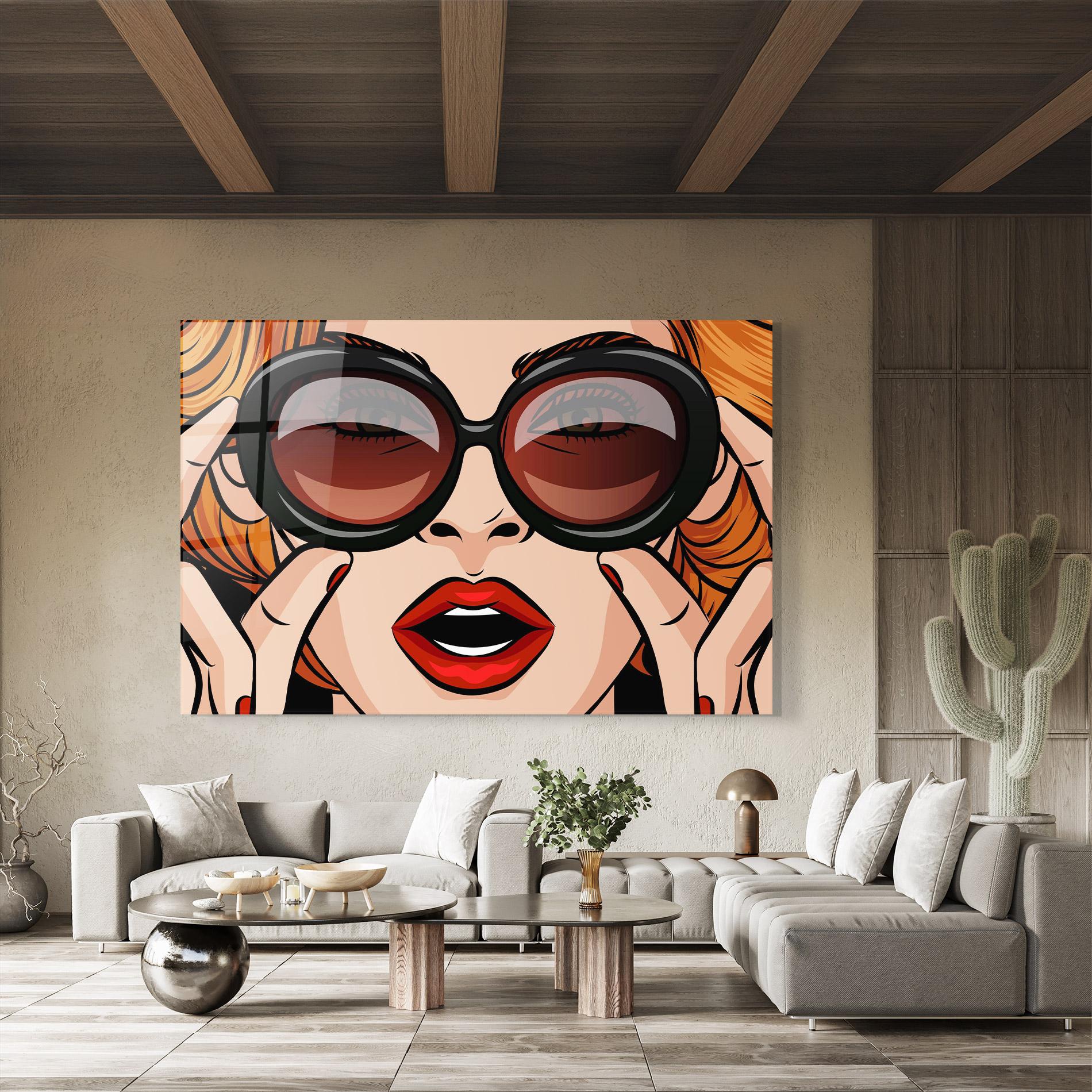 Tablou Sticla Pop Glasses Woman mockup 8