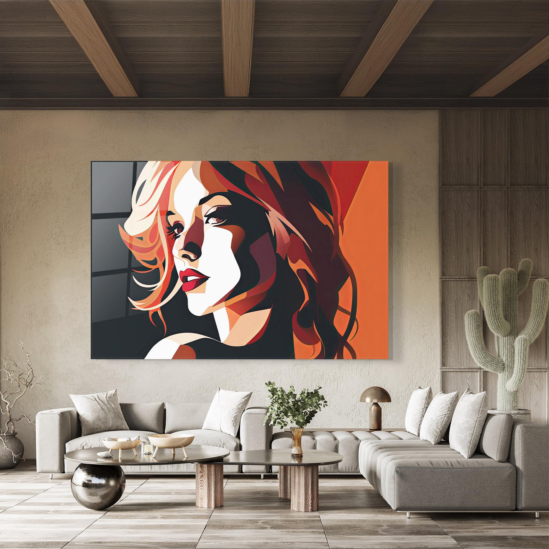 Tablou Sticla Pop Lady Art mockup 8