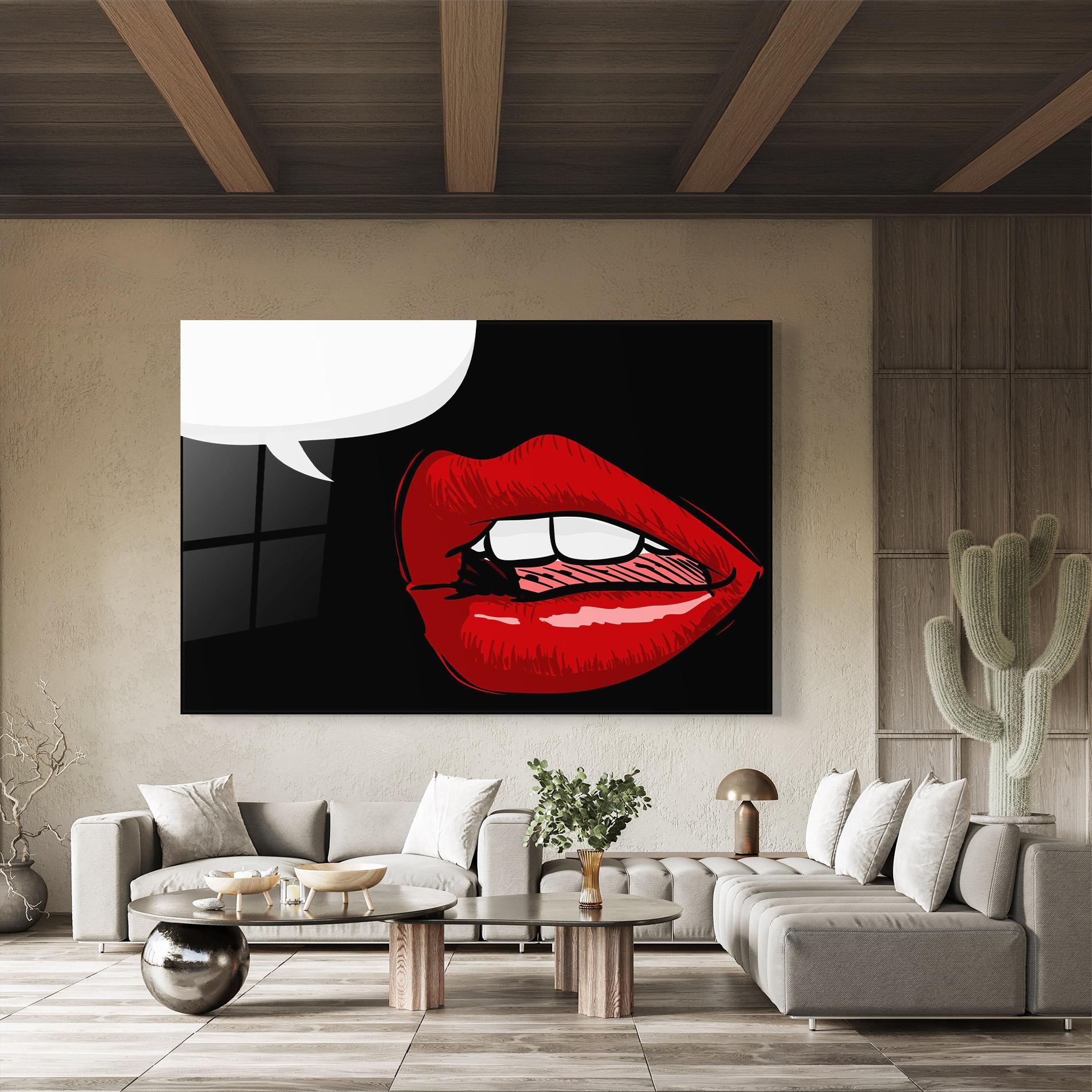 Tablou Sticla Pop Red Lips mockup 8