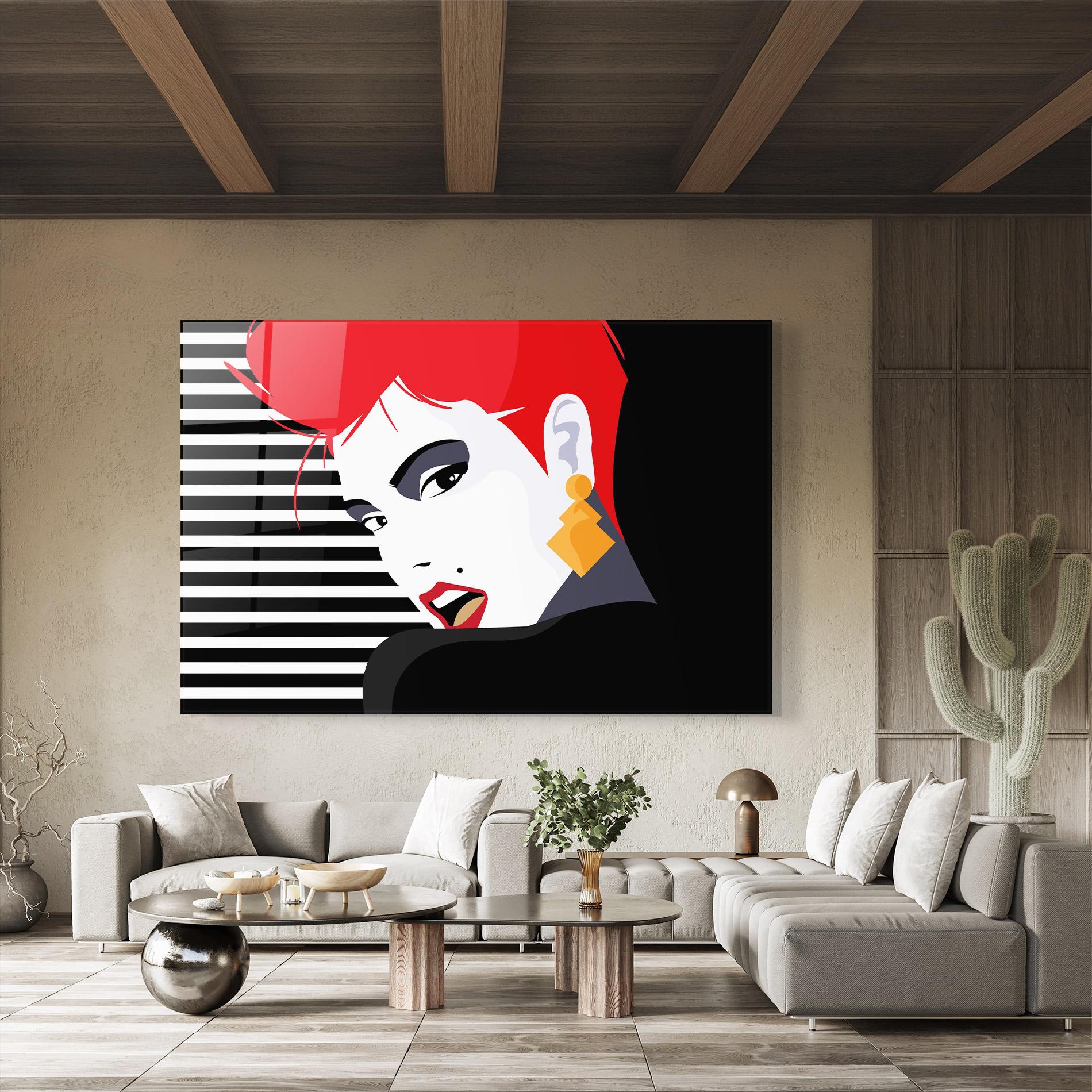 Tablou Sticla Red Pop Hair mockup 8