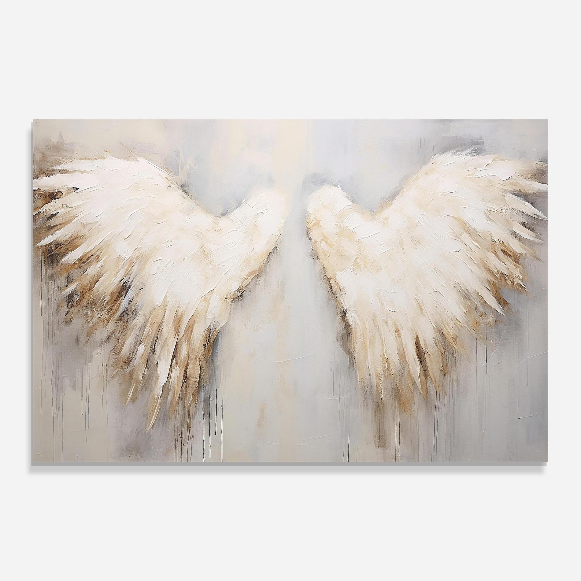 Tablou Sticla Cream White Wings mockup 0