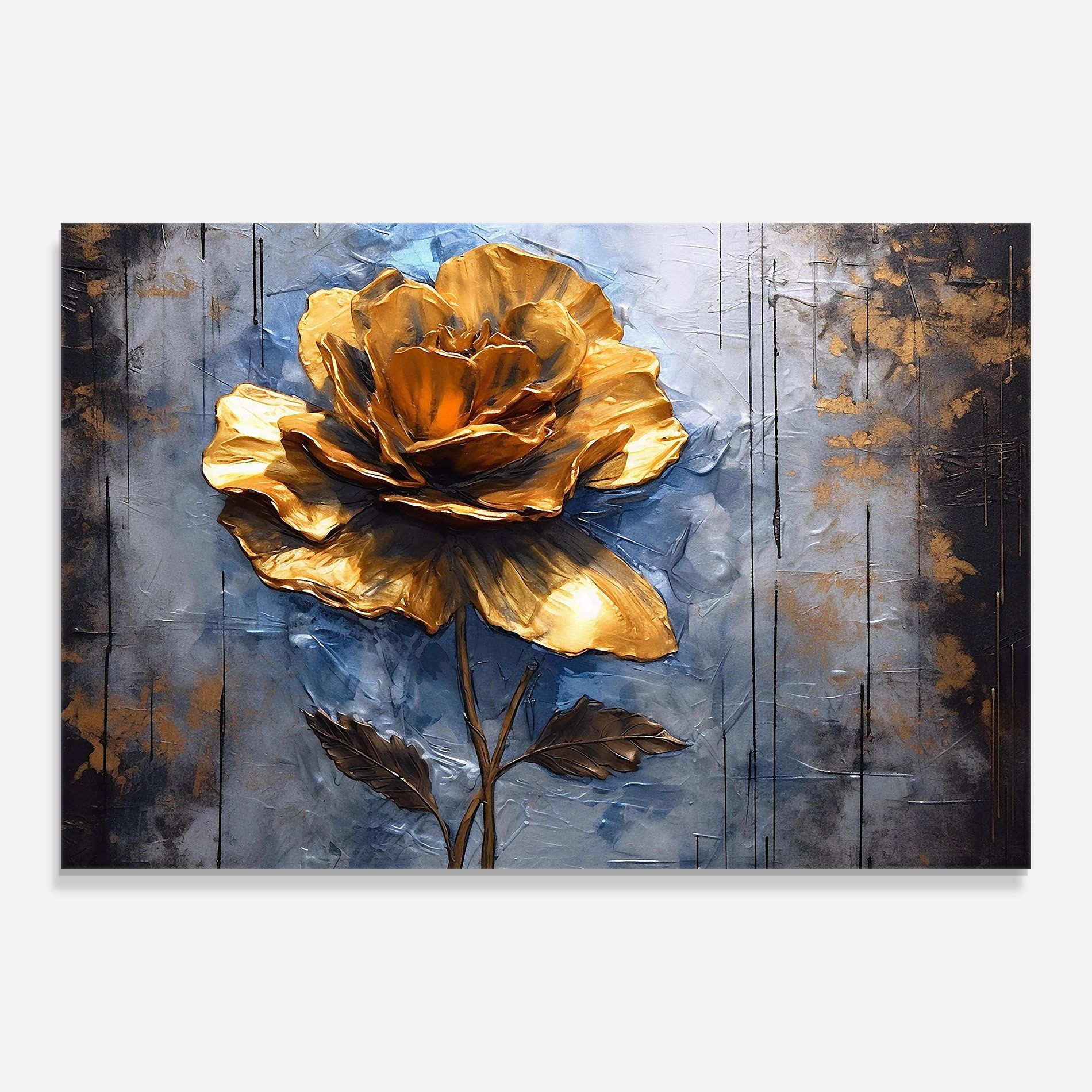 Golden Rose Art On Blue mockup 0