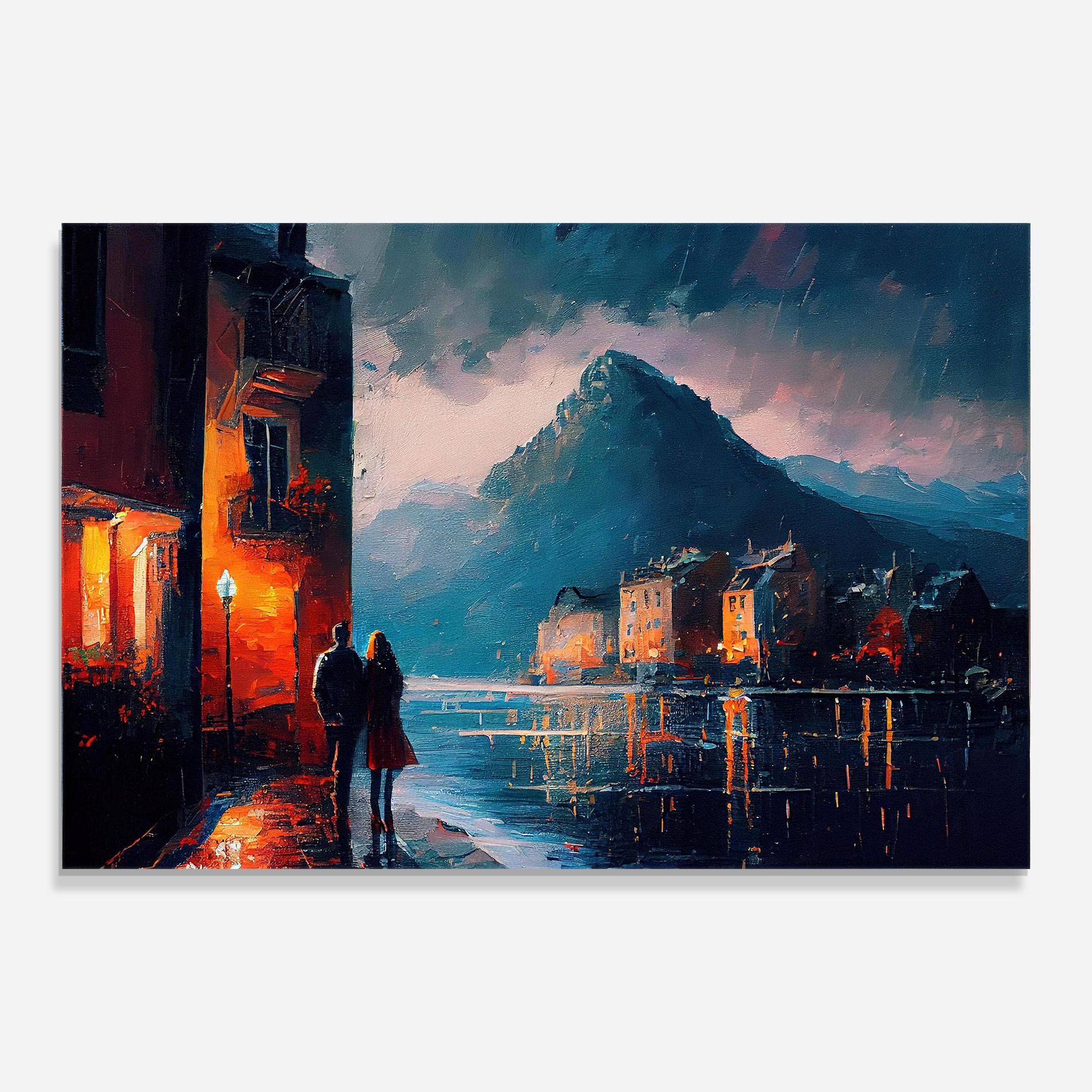 Tablou Sticla Mountain Couple Art mockup 0